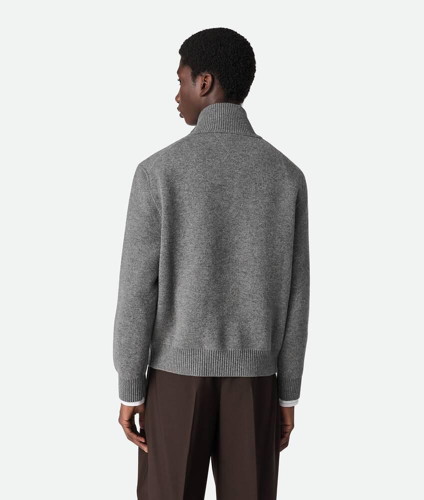 Men's Compact Cashmere Zip Up Jumper in Dark grey melange Product Image