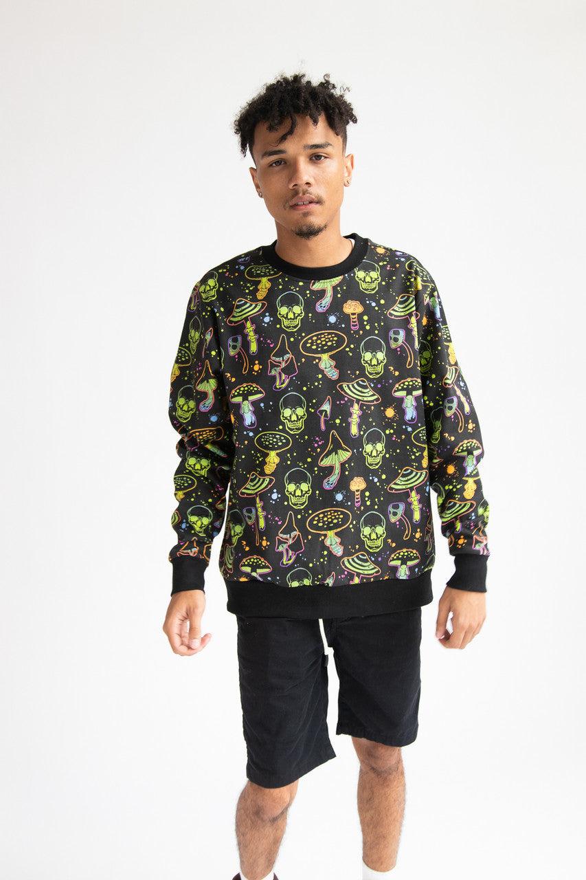 Neon Mushrooms & Skulls Sweatshirt Product Image