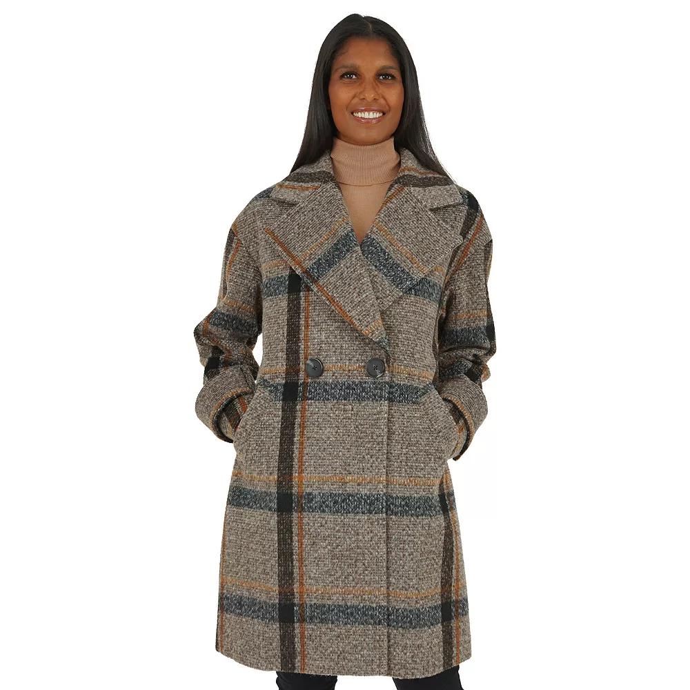 Women's Fleet Street Long Double Breasted Boucle Coat,  Product Image