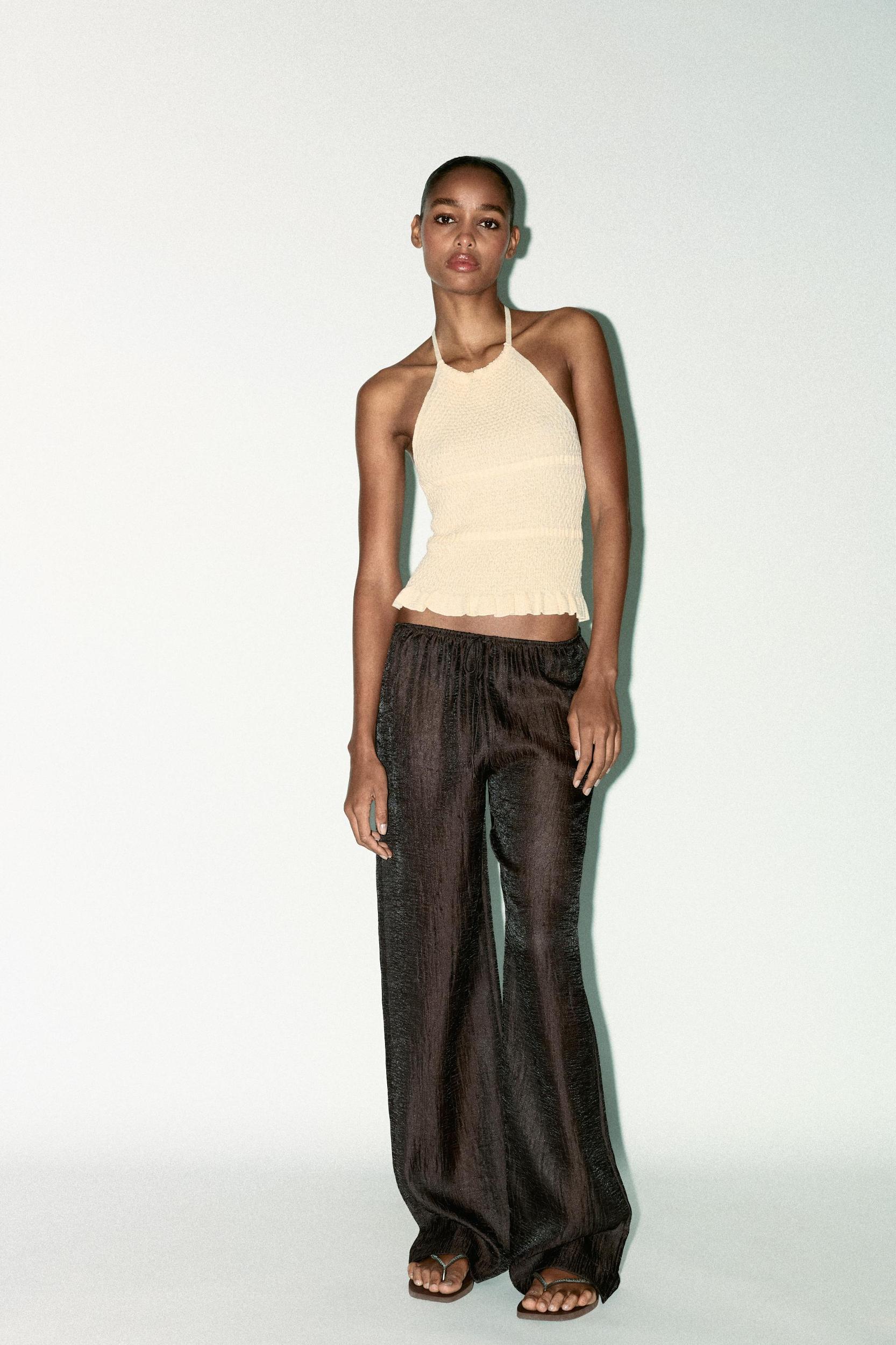 WRINKLED SEMI-SHEER PANTS Product Image