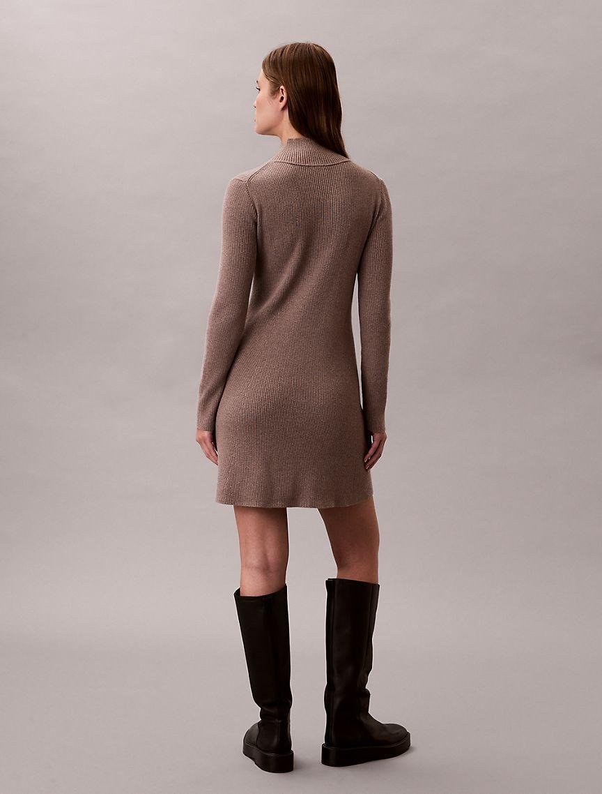 Smooth Cotton Rib Turtleneck Mini Dress Product Image