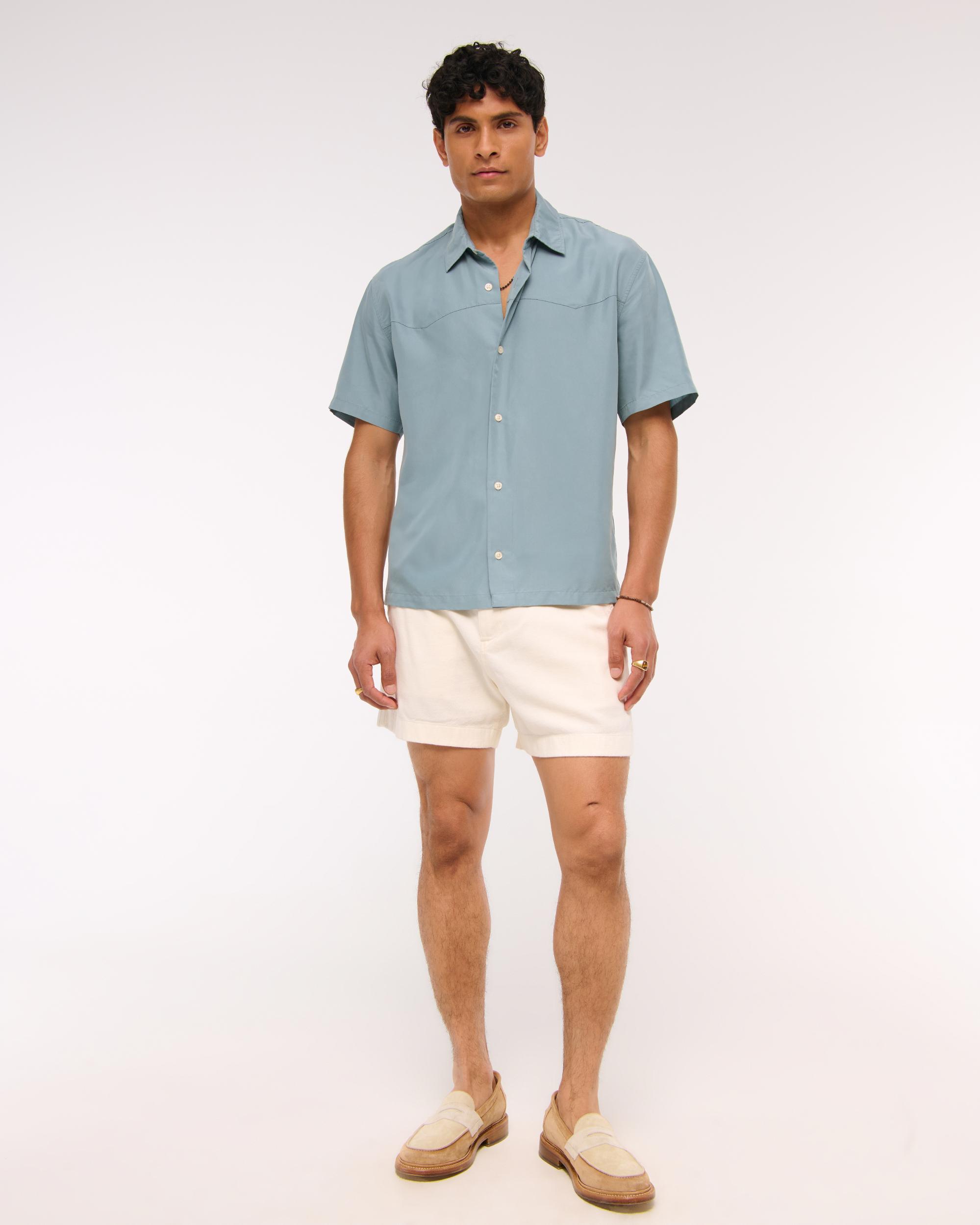 Short-Sleeve Cupro Button-Up Shirt Product Image