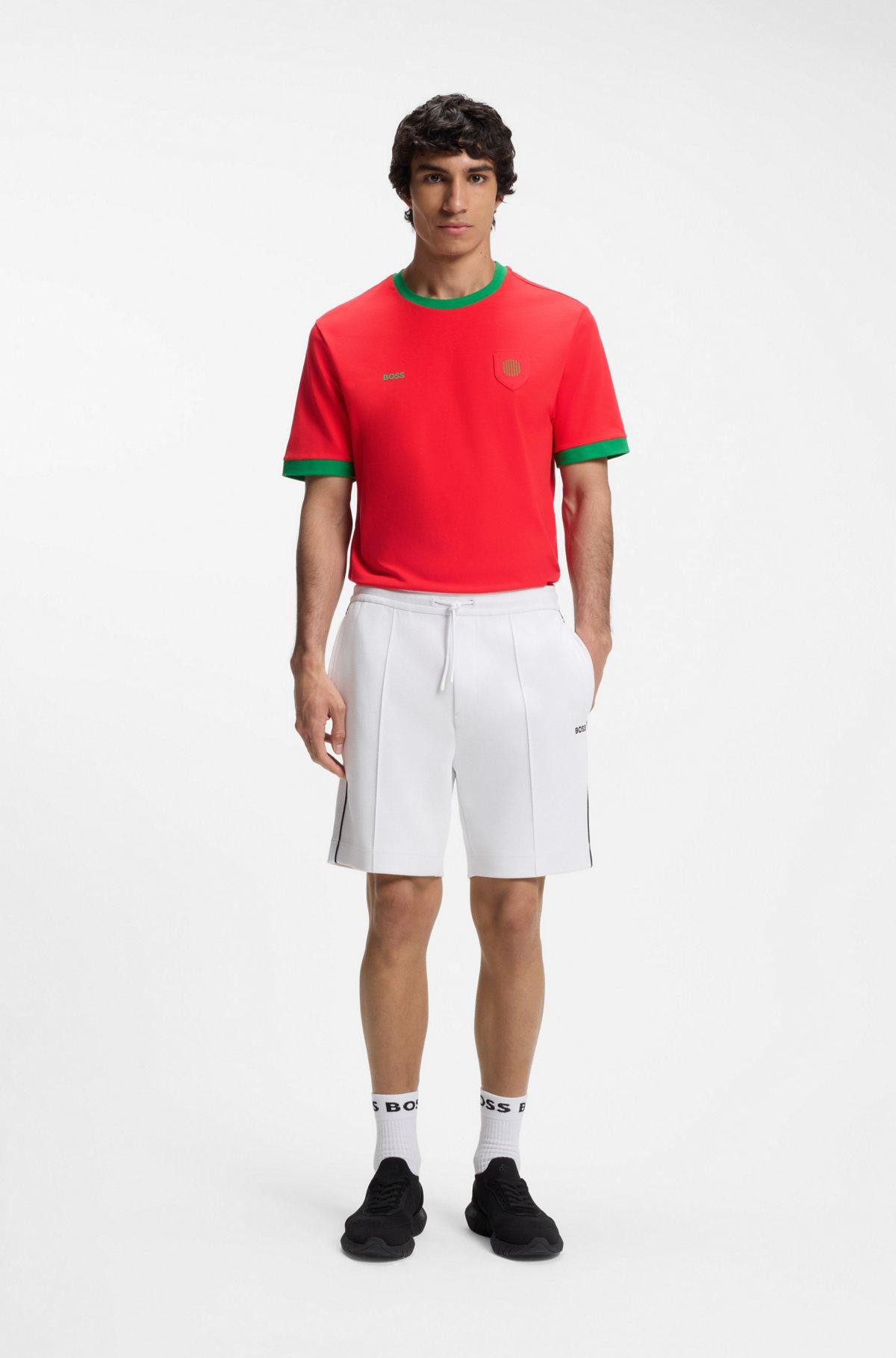 Stretch-cotton T-shirt with country flag and logo Product Image