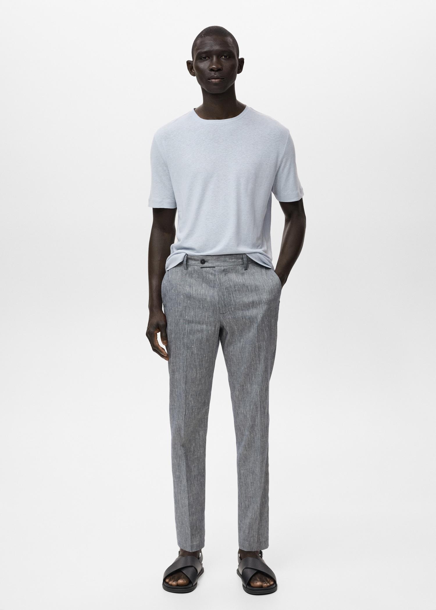 Slim fit linen pants - Men | MANGO USA Product Image