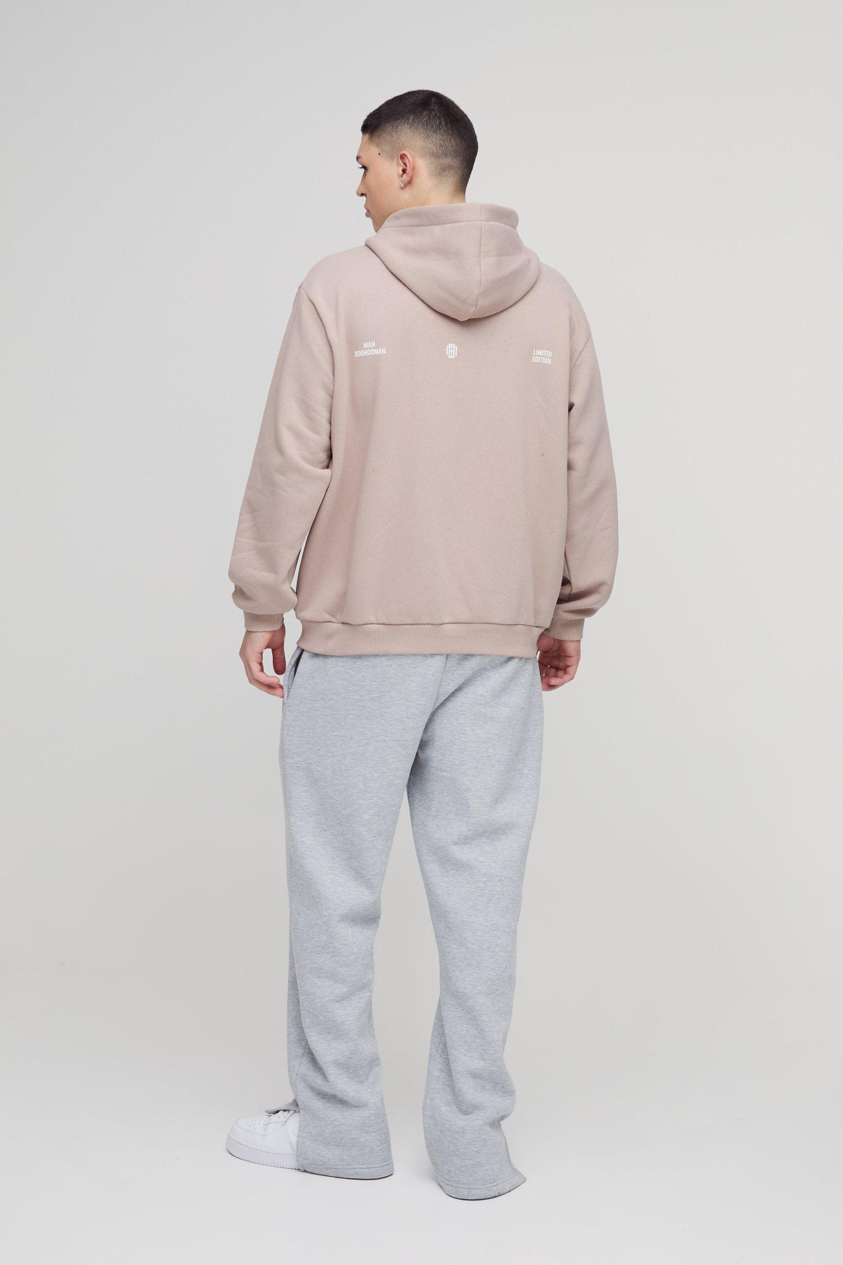 Oversized Homme Twill Applique Zip Through Hoodie | boohooMAN USA Product Image