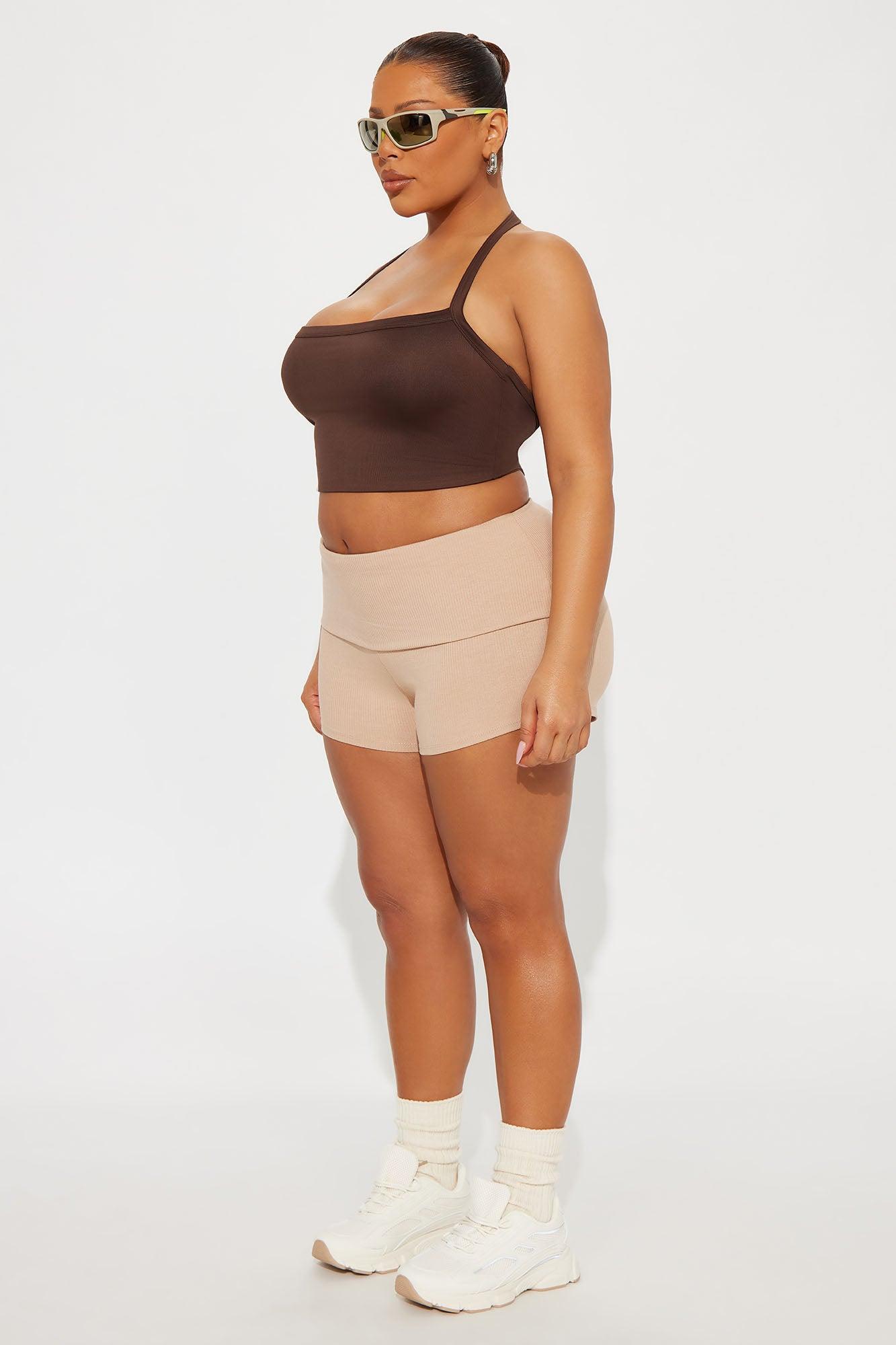 Contour Double Lined Cropped Halter Top - Red Female Product Image