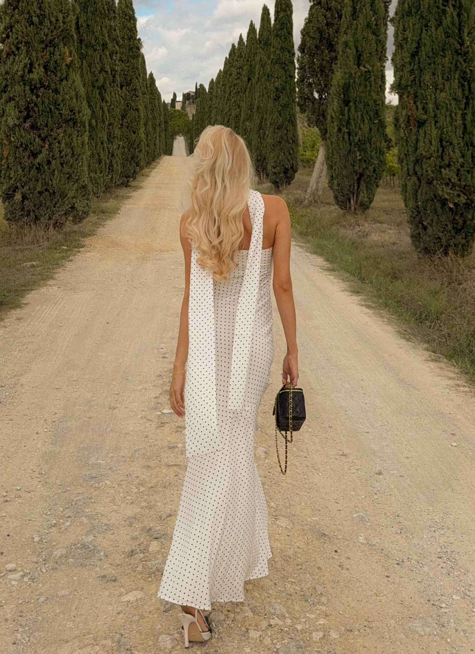 Under The Pagoda Maxi Dress - White Polkadot Product Image
