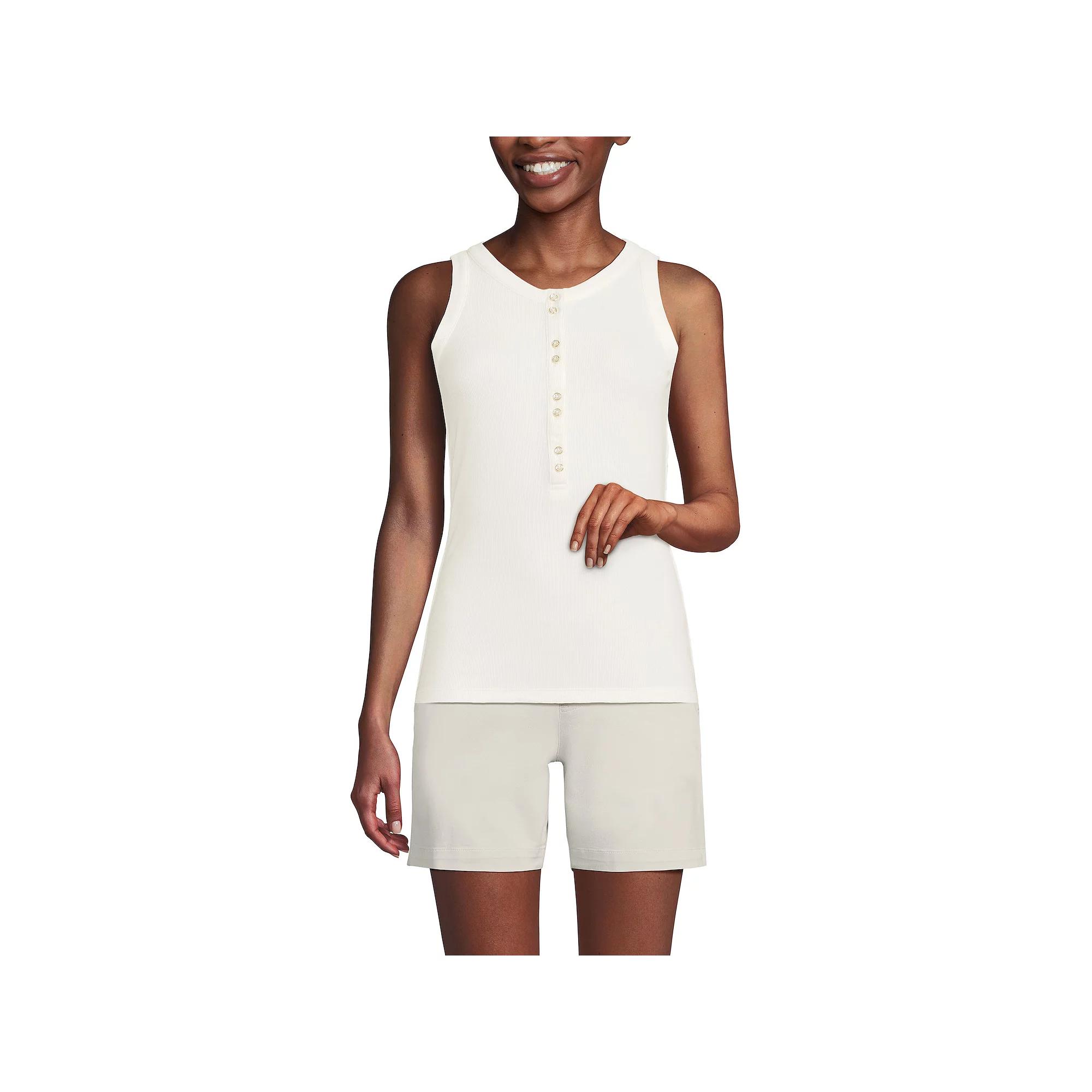 Women's Lands' End Fitted Henley Tank Top,  Product Image