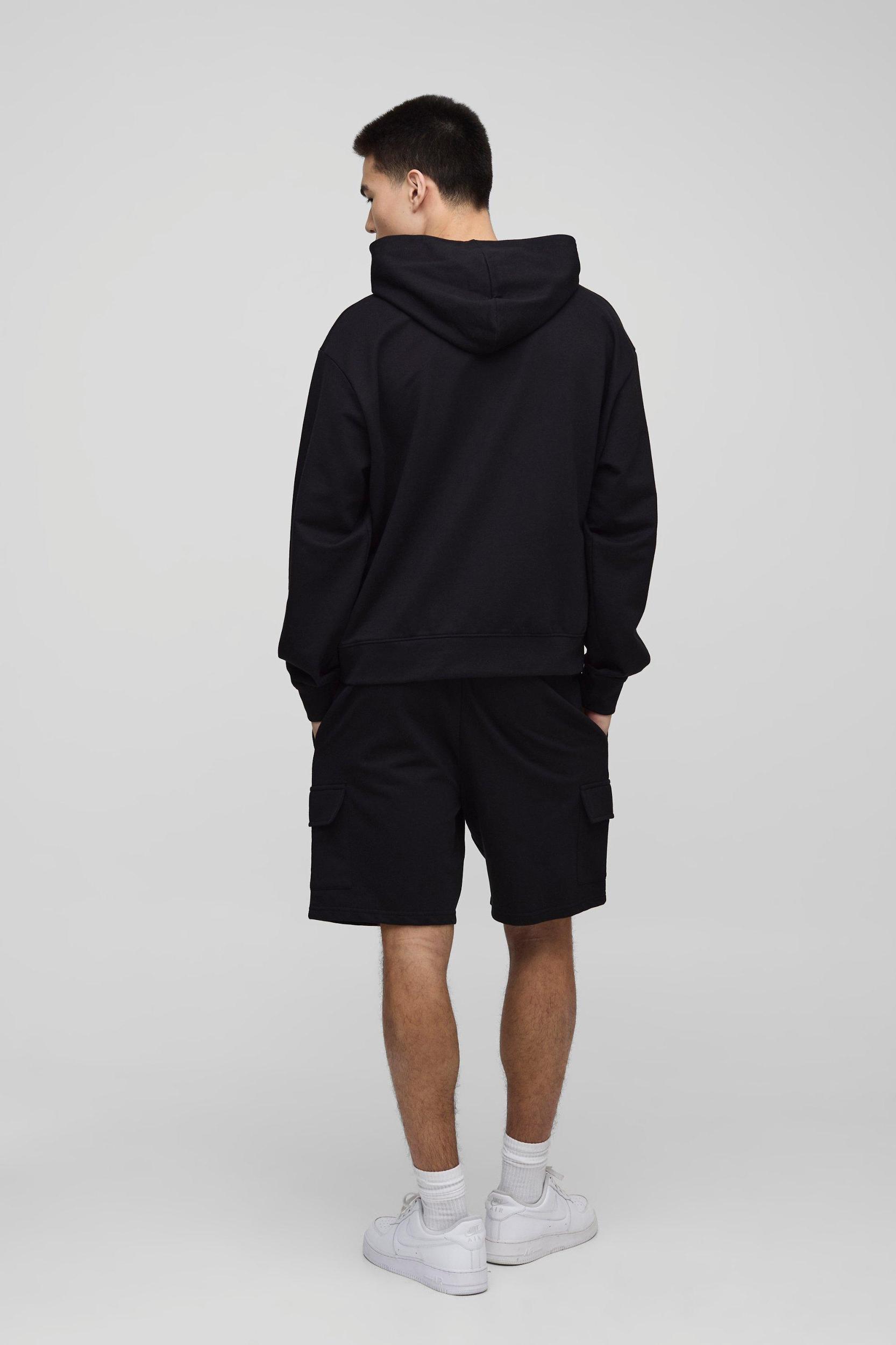 260GSM Loopback Basic Relaxed Fit Mid Length Cargo Shorts | boohooMAN USA Product Image