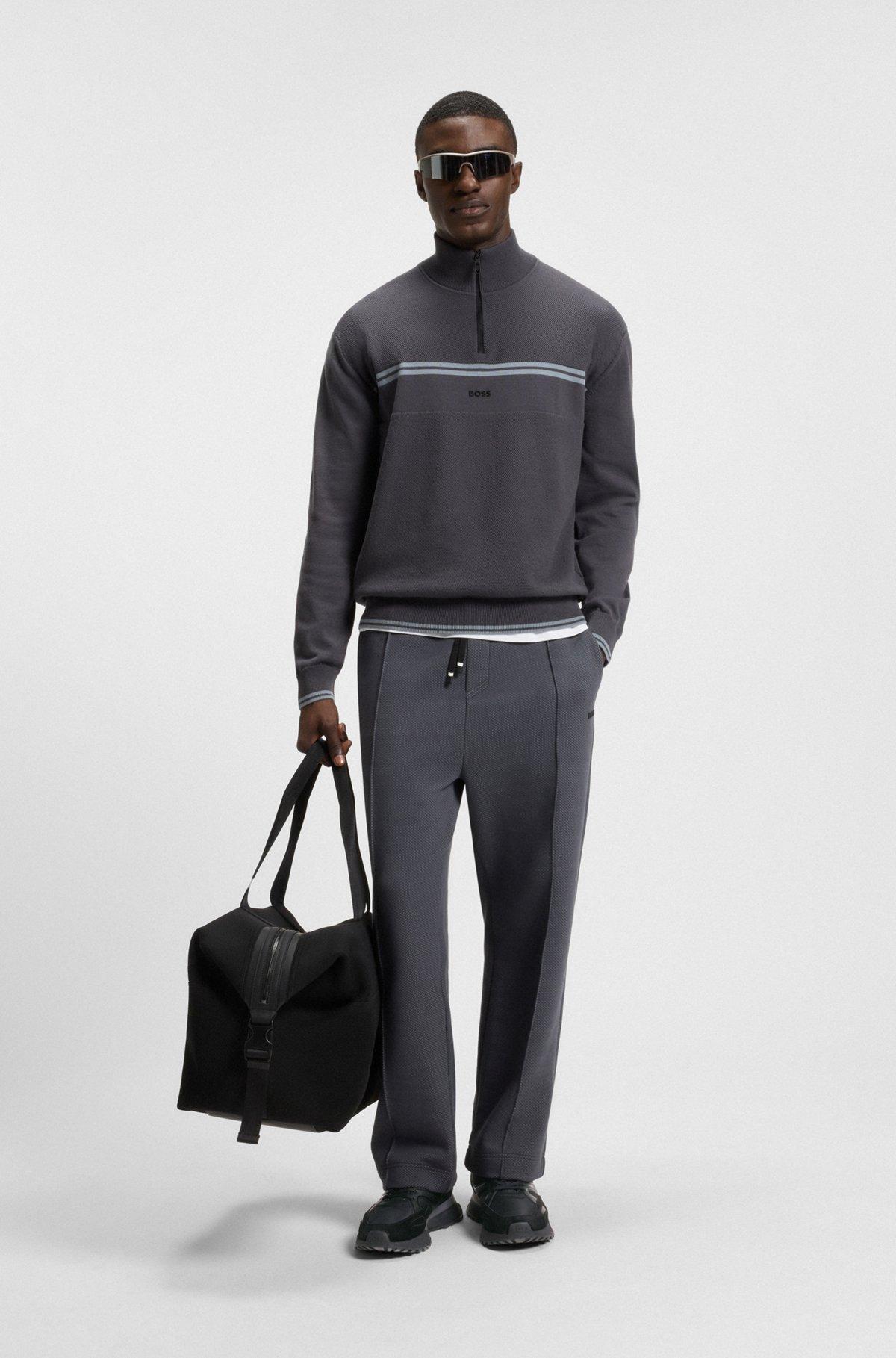 BOSS - Mixed-material trainers with mesh and leather - Black Product Image