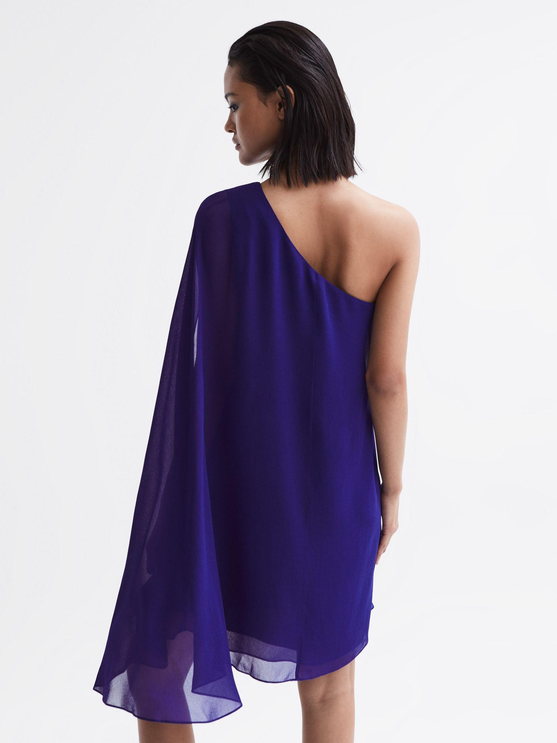 Sheer Cape Sleeve Mini Dress in Purple Product Image