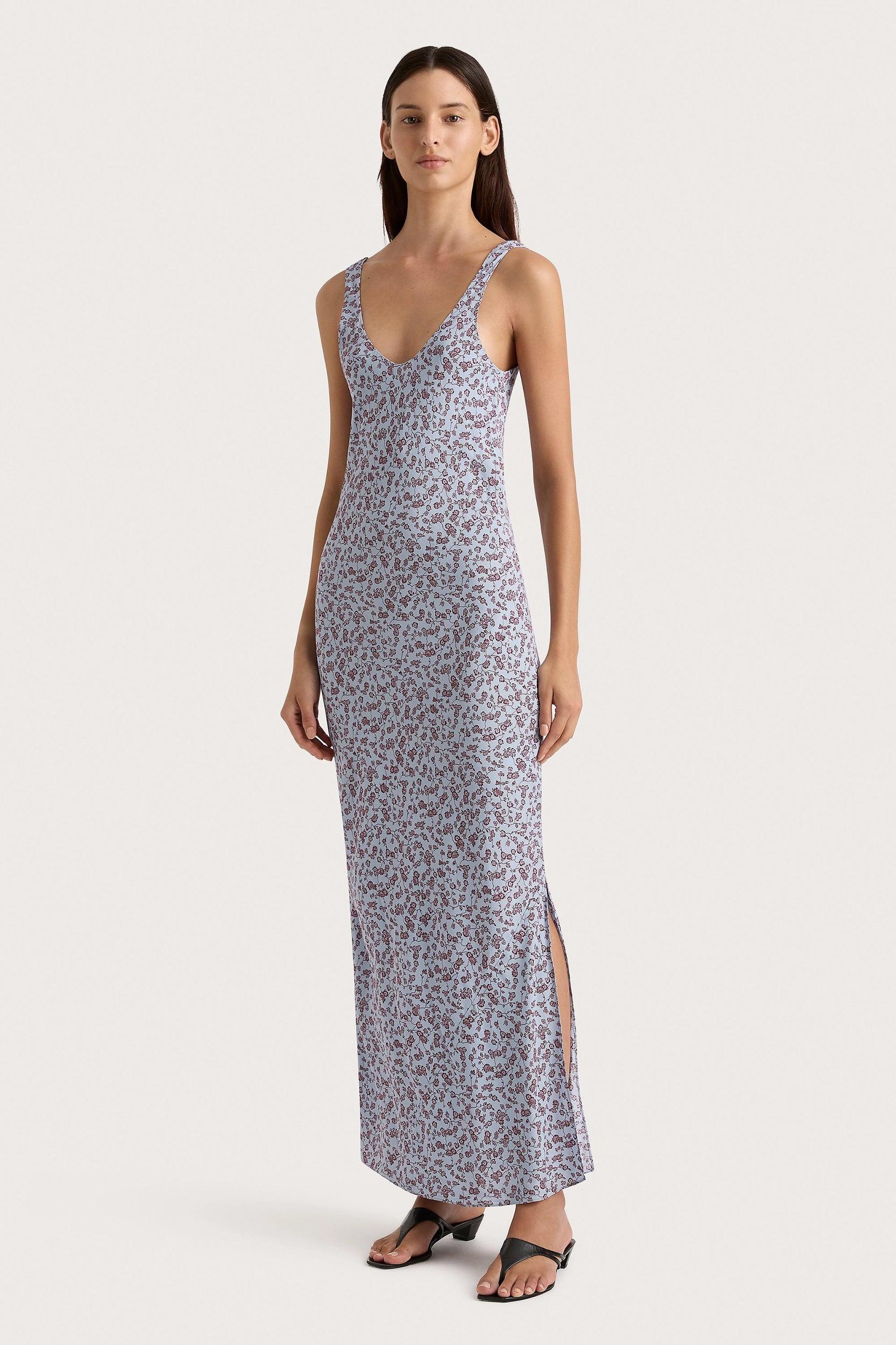 Olivia Maxi Dress Amaryllis Floral Blue - Final Sale Product Image