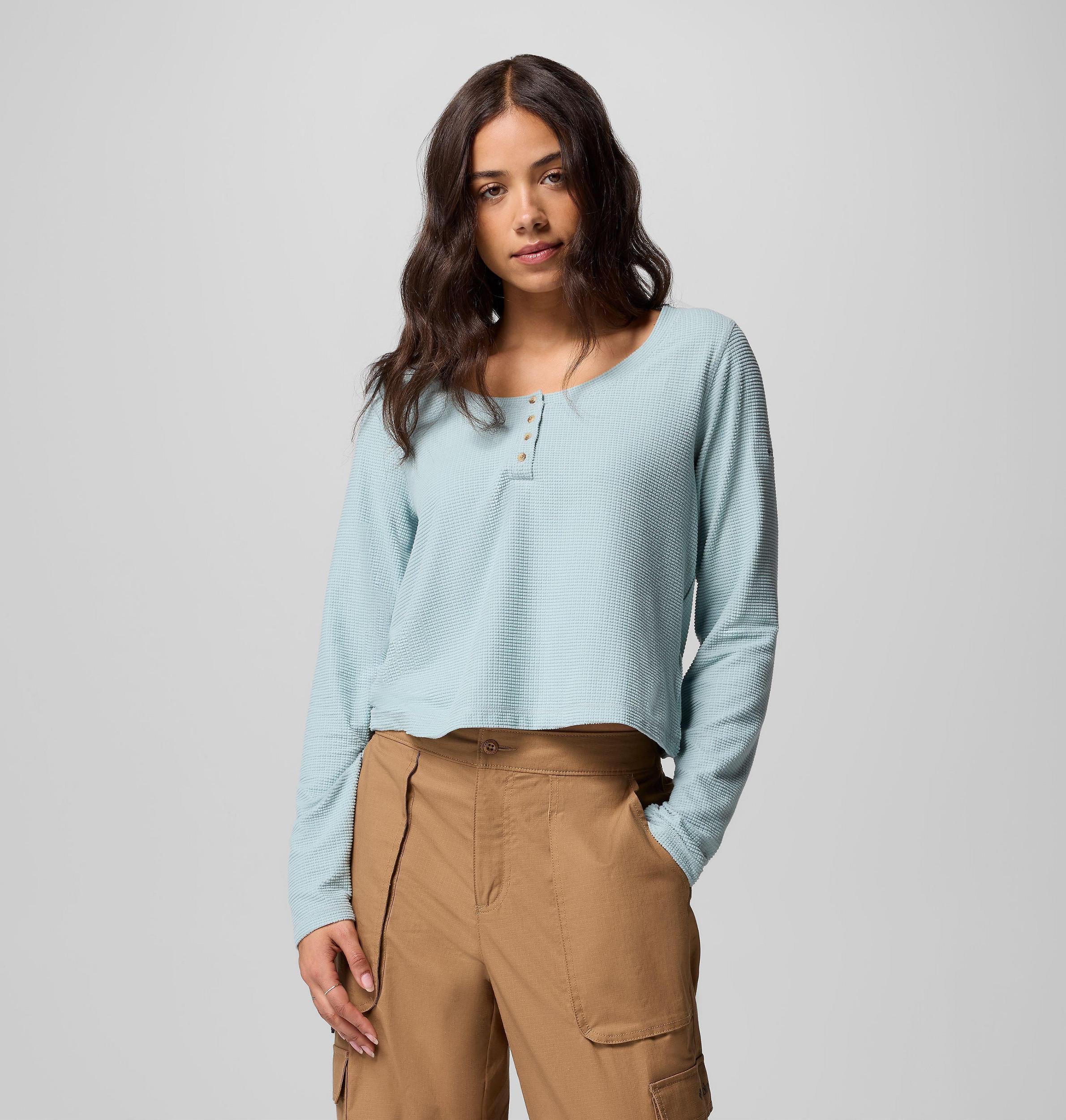 Columbia Womens Brea Falls Grid Henley Long Sleeve Shirt- Product Image