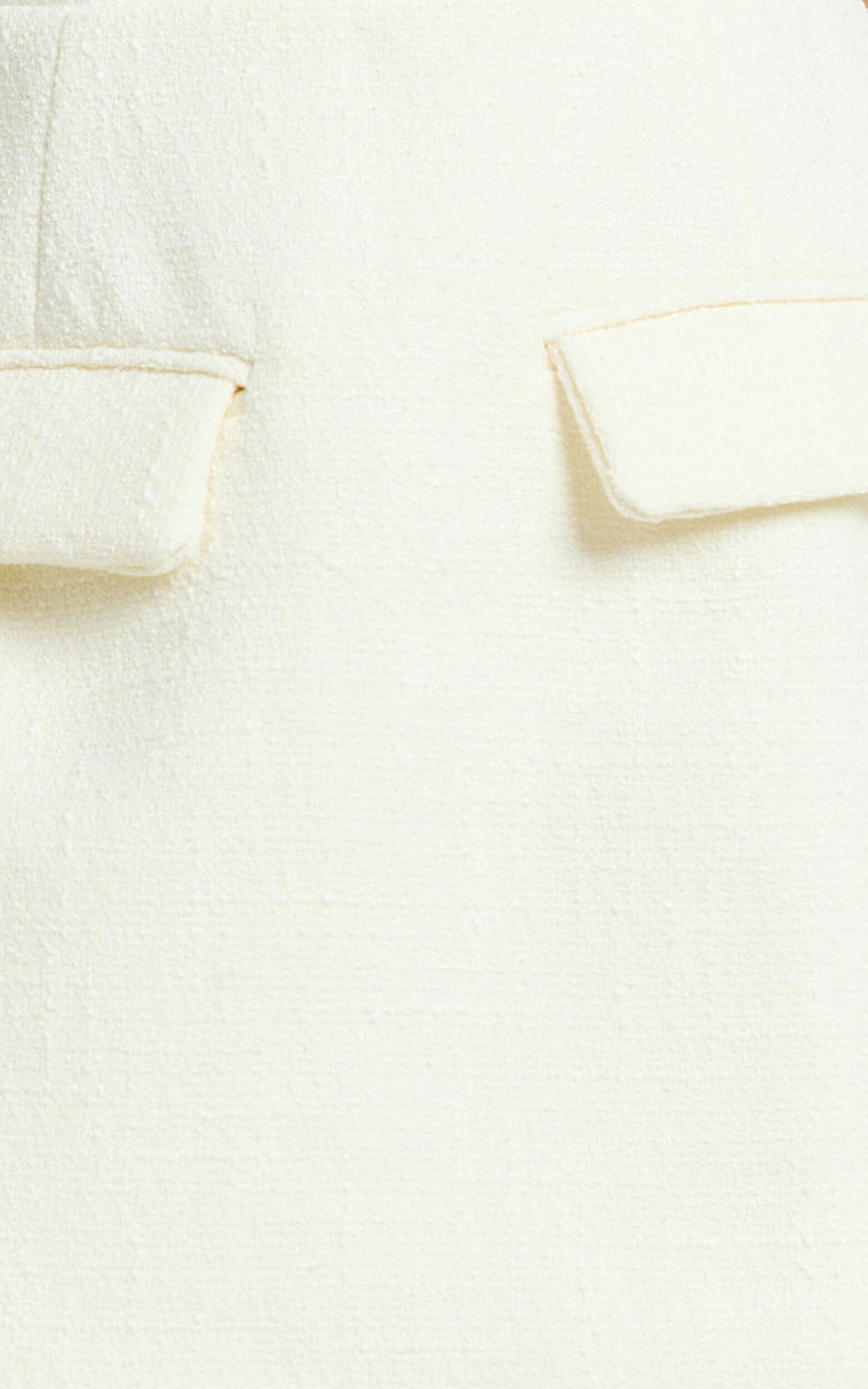 Alodia Mini Dress - Boucle Strapless Tulip Skirt Dress in Cream Product Image