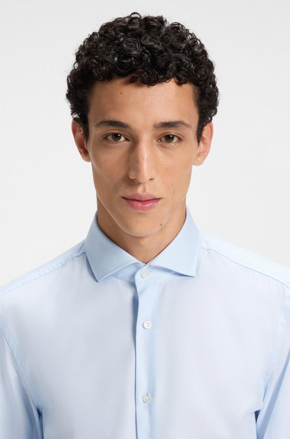 Slim-fit shirt in a structured cotton blend Product Image