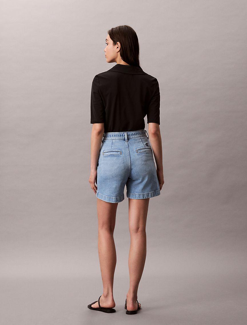Tie Belt Denim Shorts  Product Image