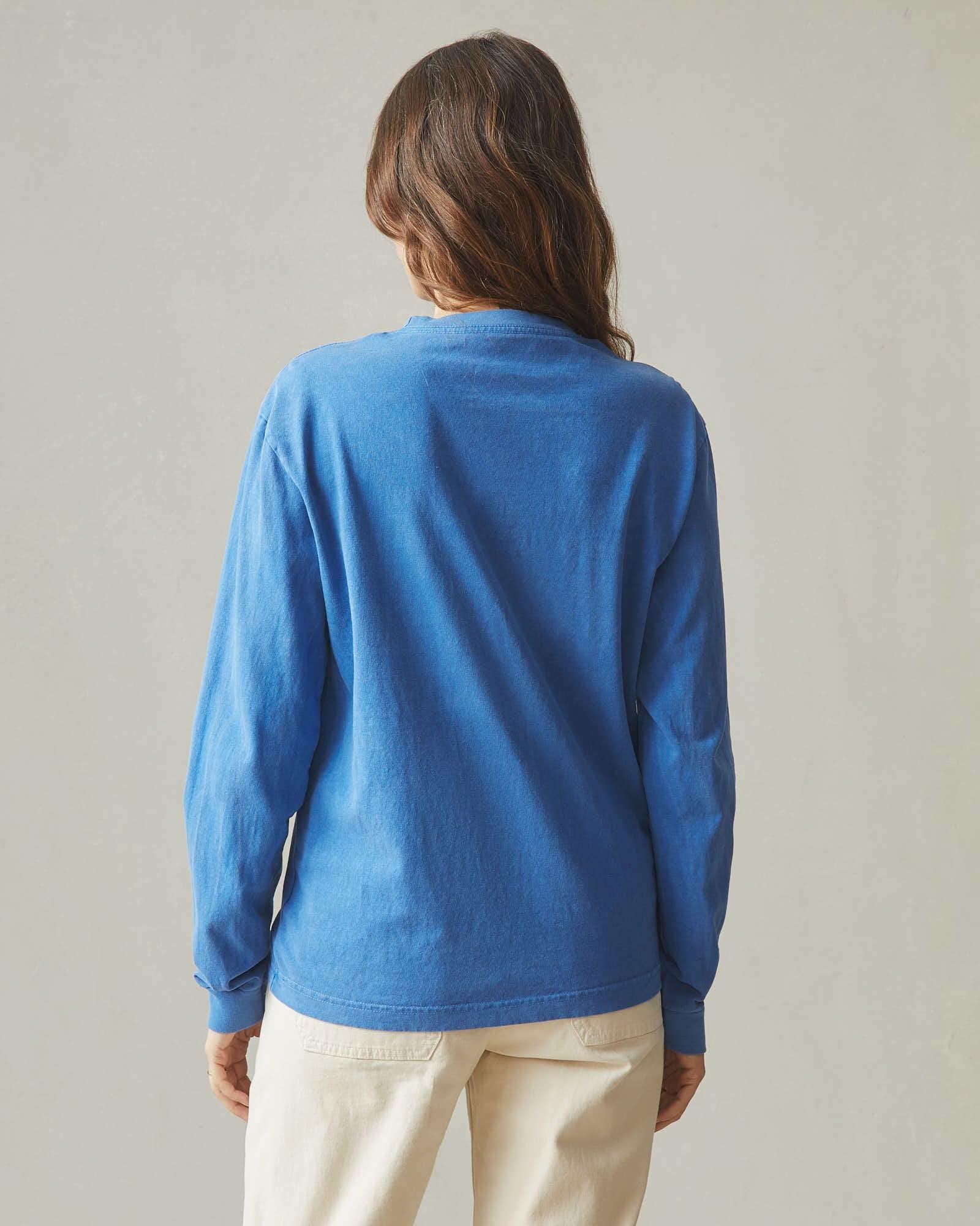 Women's Vintage Crew Long Sleeve Tee - Washed Blue Aura Female Product Image