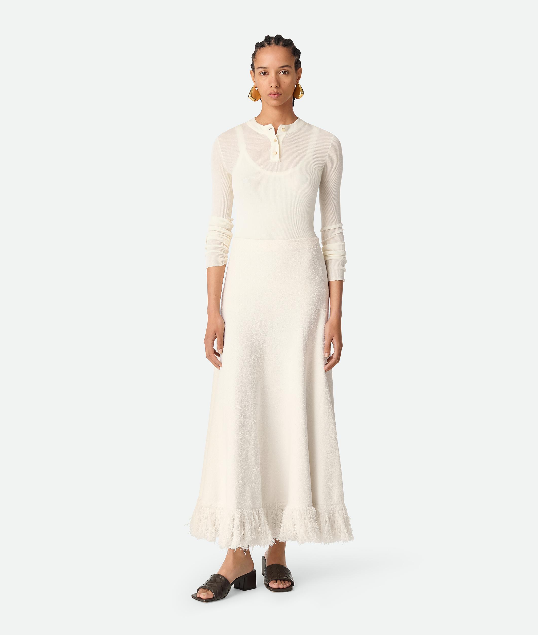 Women's Cotton Bouclé Skirt in White Product Image