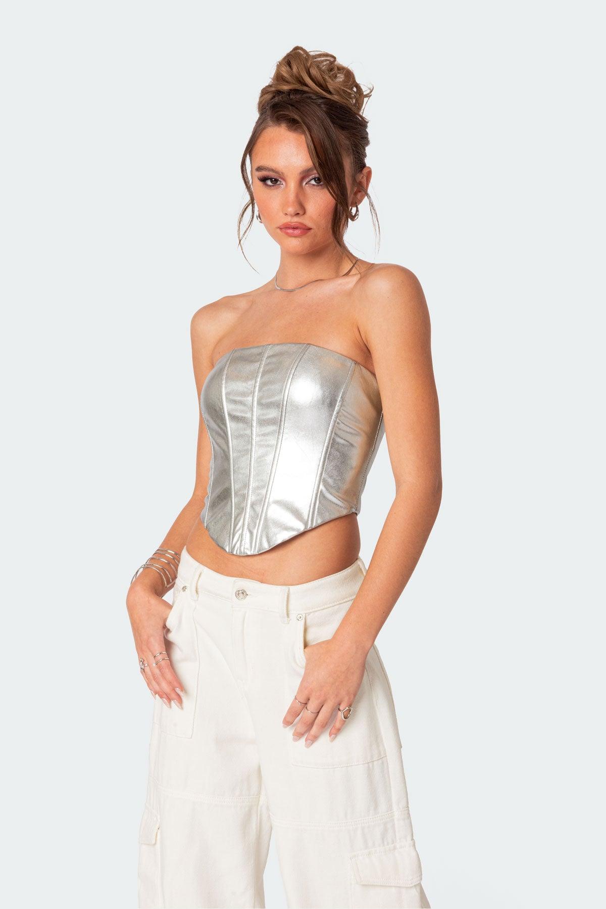 Mabel Metallic Faux Leather Corset Product Image