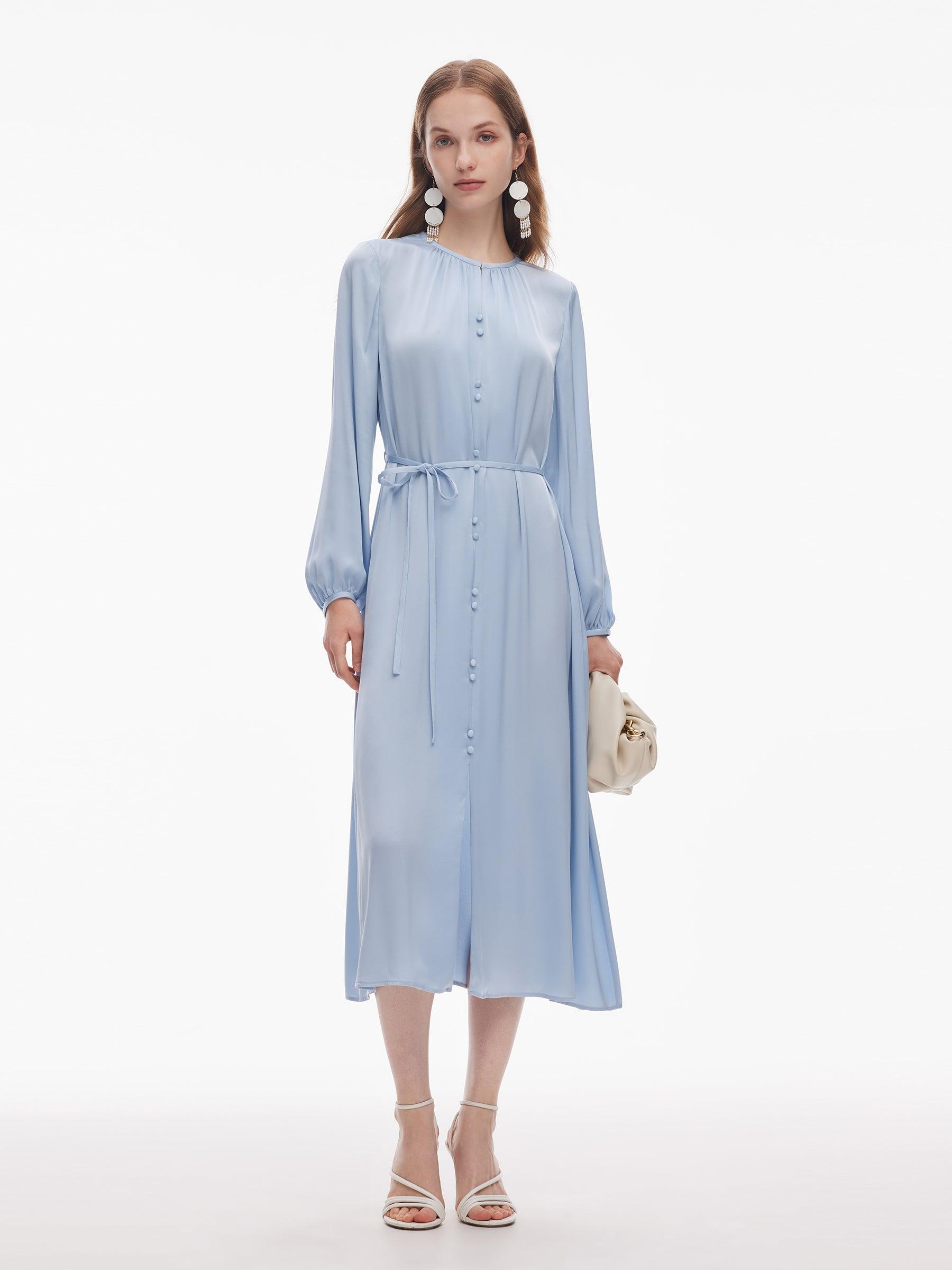 22MM Mulberry Silk Women Belted Maxi Dress Product Image