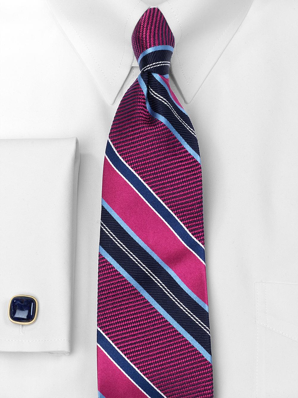 Stripe Woven Silk Tie - Blue/berry Product Image