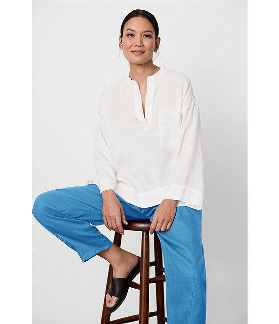 Eileen Fisher Petite Organic Linen Elastic Waist Pleated Lantern Ankle Pants Product Image