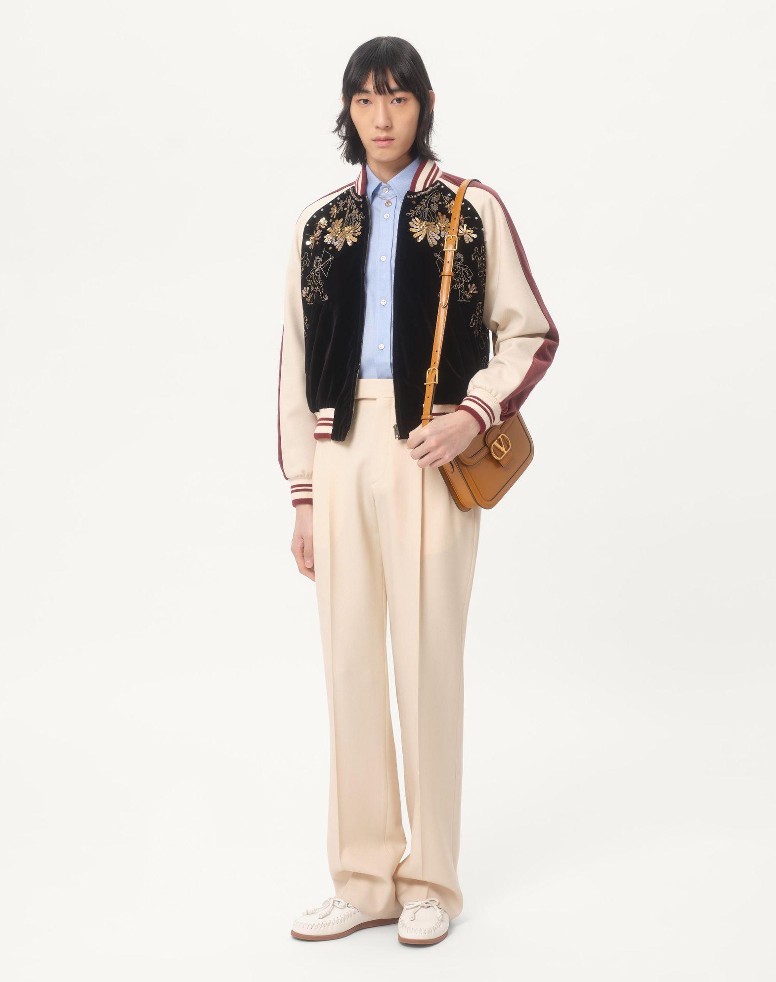 Cotton Velvet Bomber With Sequin And Bead Embroidery Product Image