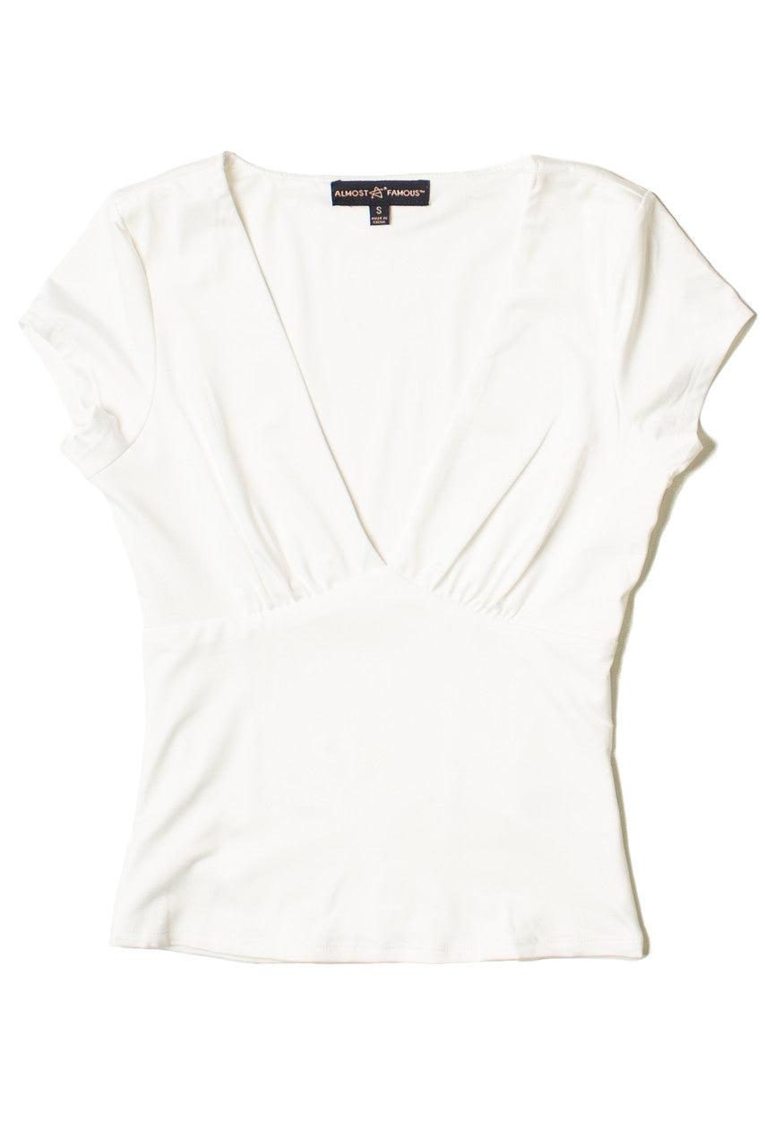 White Plunge V Neck Tee Product Image