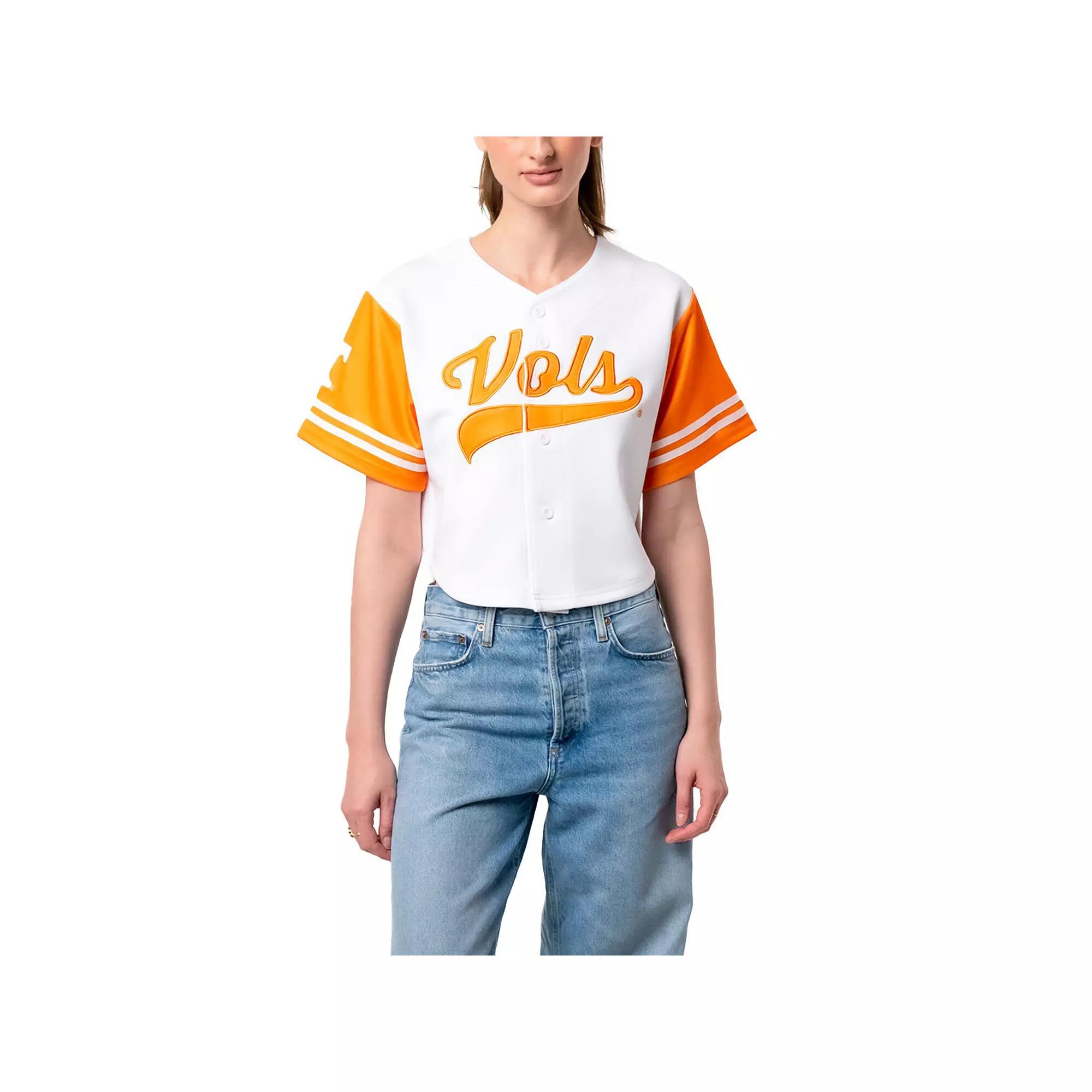 Women's Established & Co. White Tennessee Volunteers Baseball Jersey Cropped T-Shirt, Size: Large Product Image