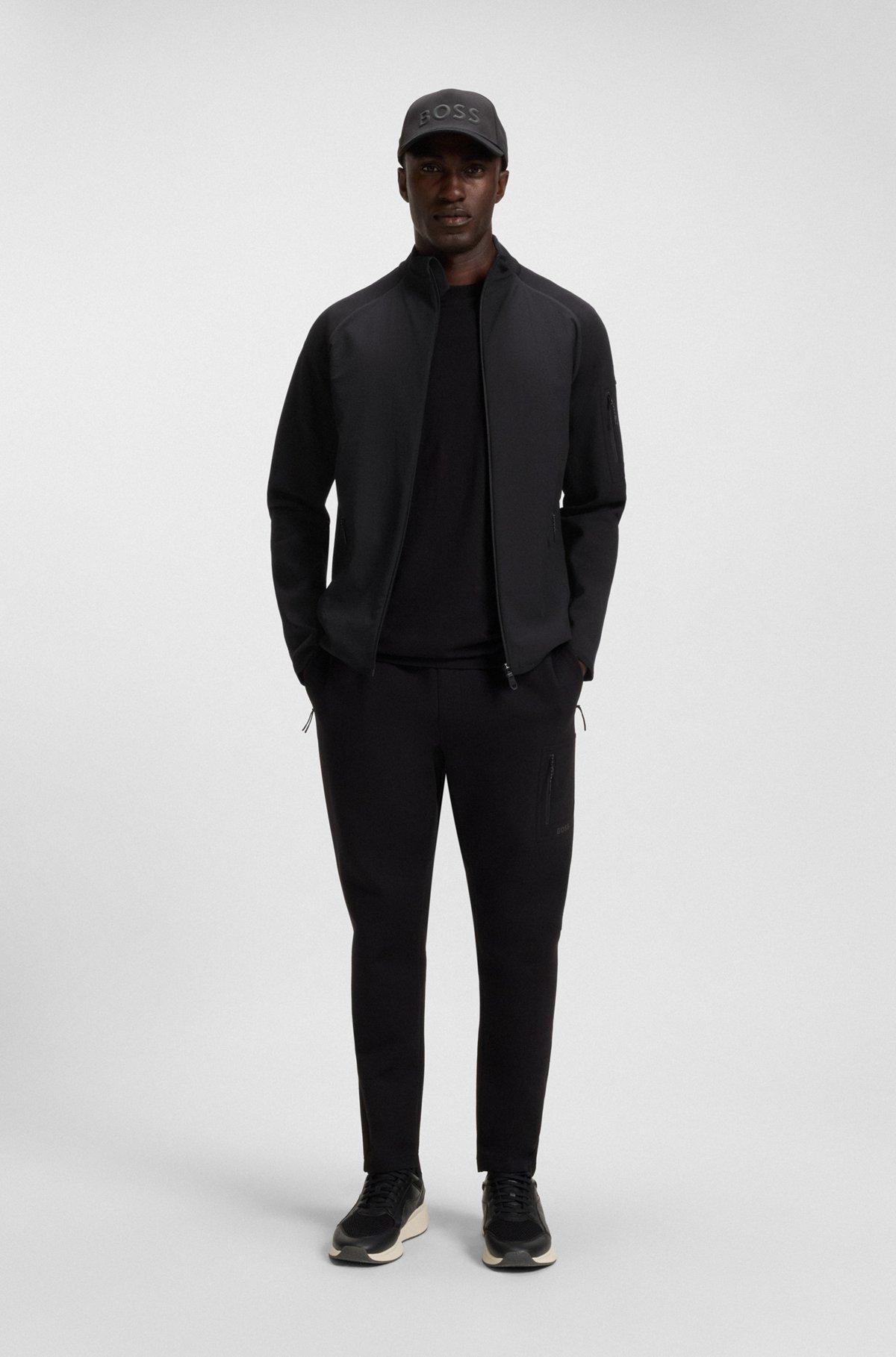 BOSS - Regular-fit zipper-through sweatshirt with reflective details - Black Product Image