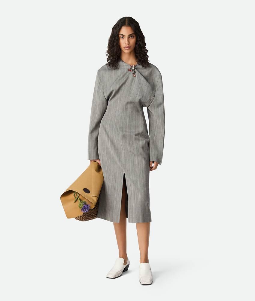 Women's Wool Subtle Stripe Dress in Vulcano/bean melange Product Image