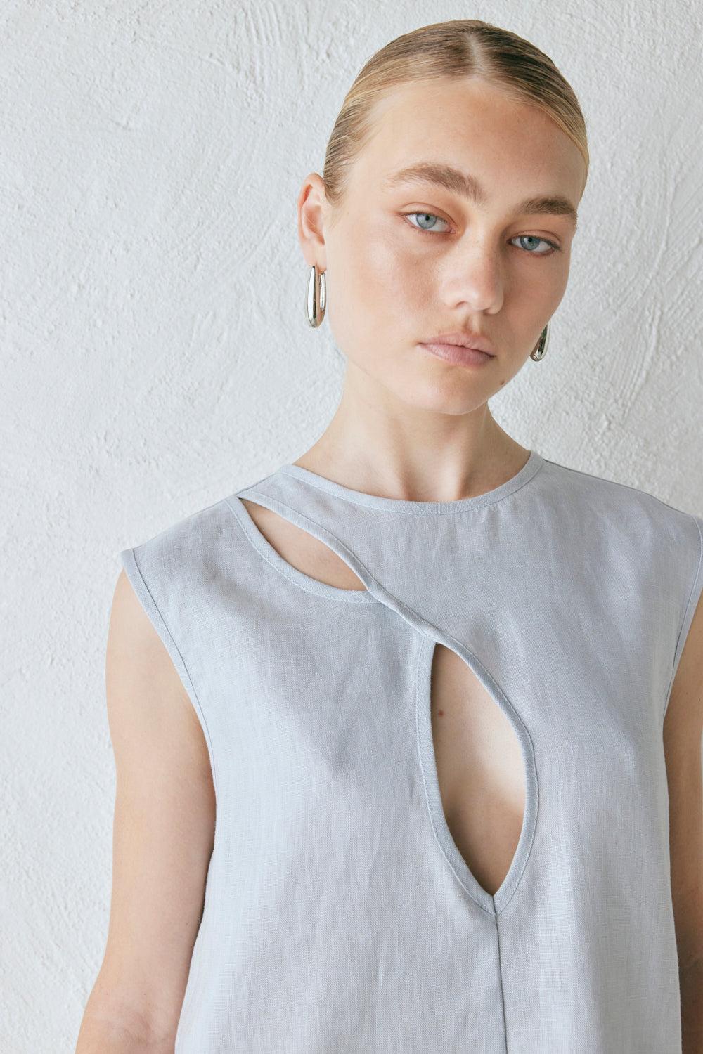 Yuri Linen Mini Dress Powder Product Image