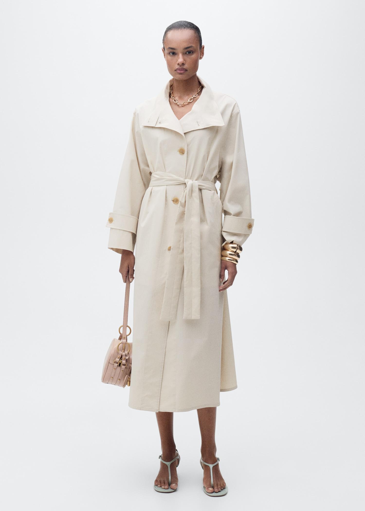 Oversized cotton trench coat - Women | MANGO USA Product Image