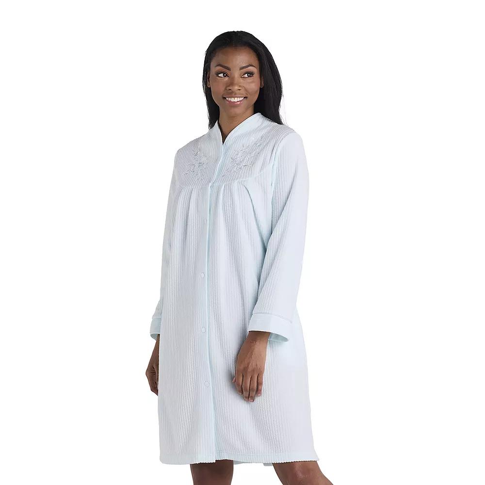 Women's Miss Elaine Essentials Brushed Back Terry Short Snap Robe,  Product Image