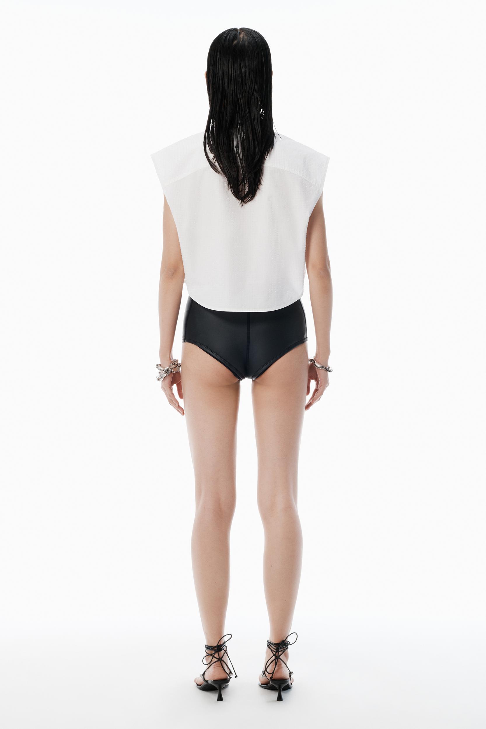 White Crystal Hotfix Cropped Shirt Product Image