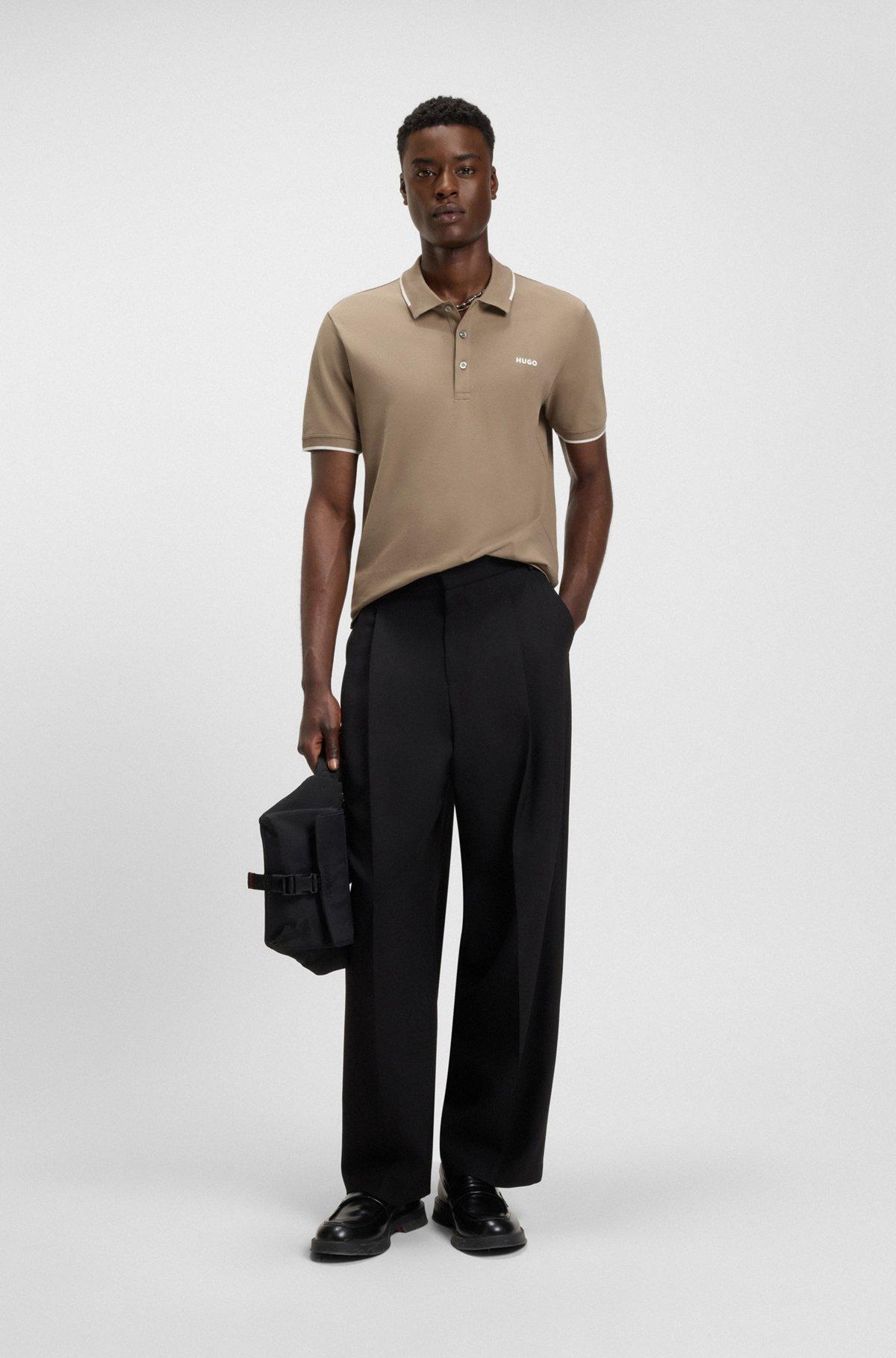 Stretch-cotton slim-fit polo shirt with printed logo Product Image