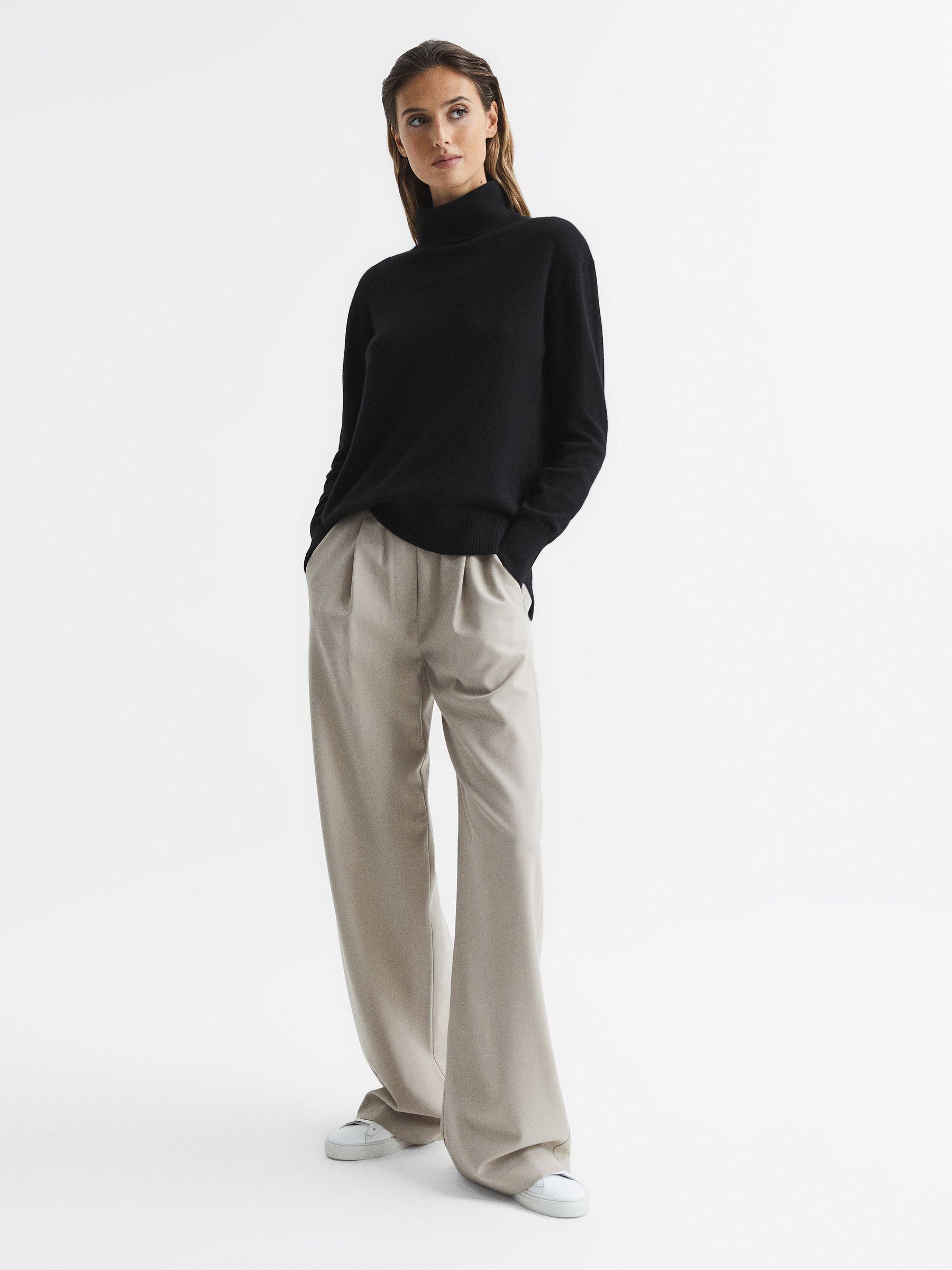 Cashmere Roll Neck Jumper in Black Product Image