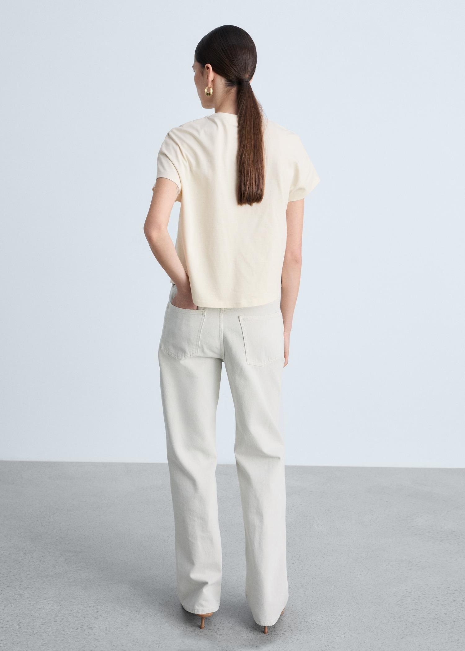 Cotton t-shirt with printed message - Women | MANGO USA Product Image