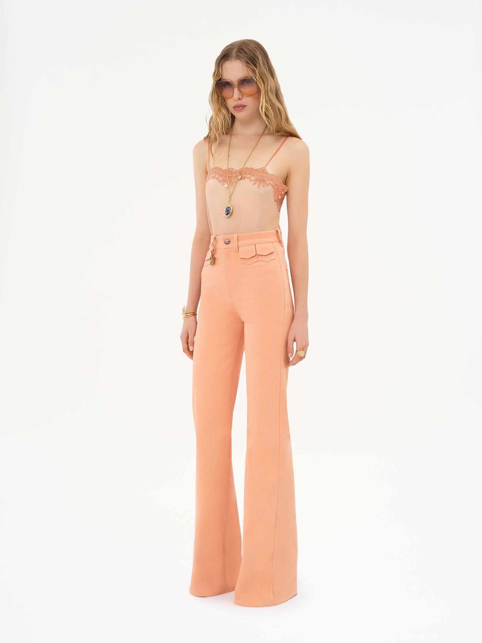 Fitted tank top in embroidered lace Product Image