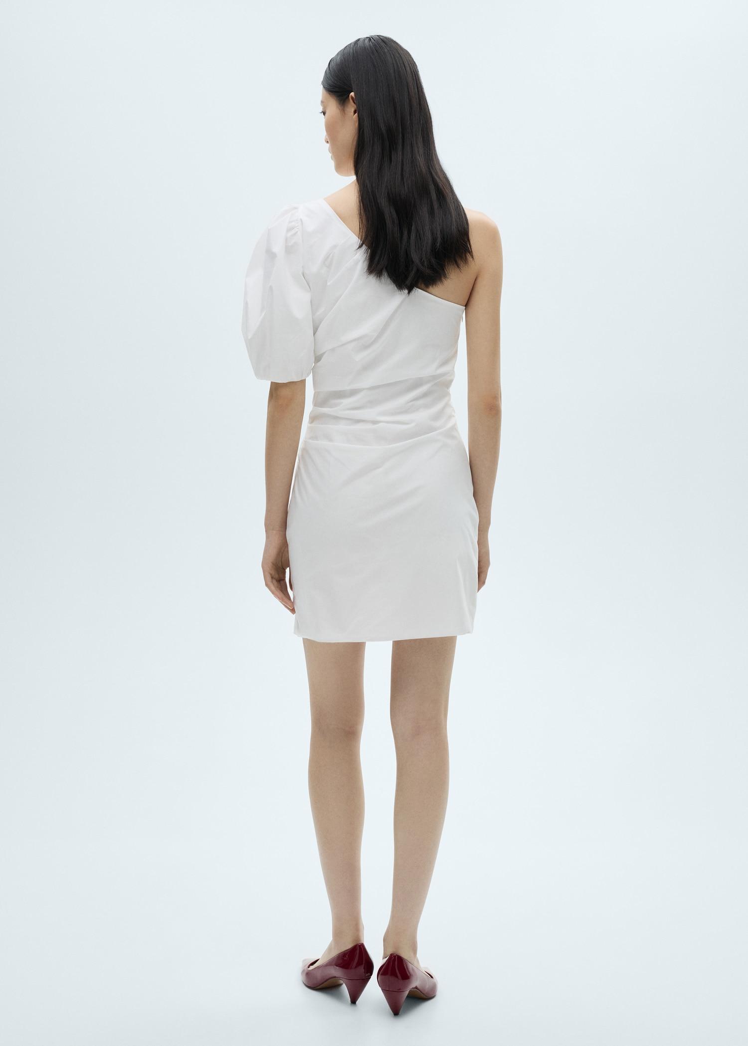 Asymmetrical puff-sleeve dress - Women | MANGO USA Product Image