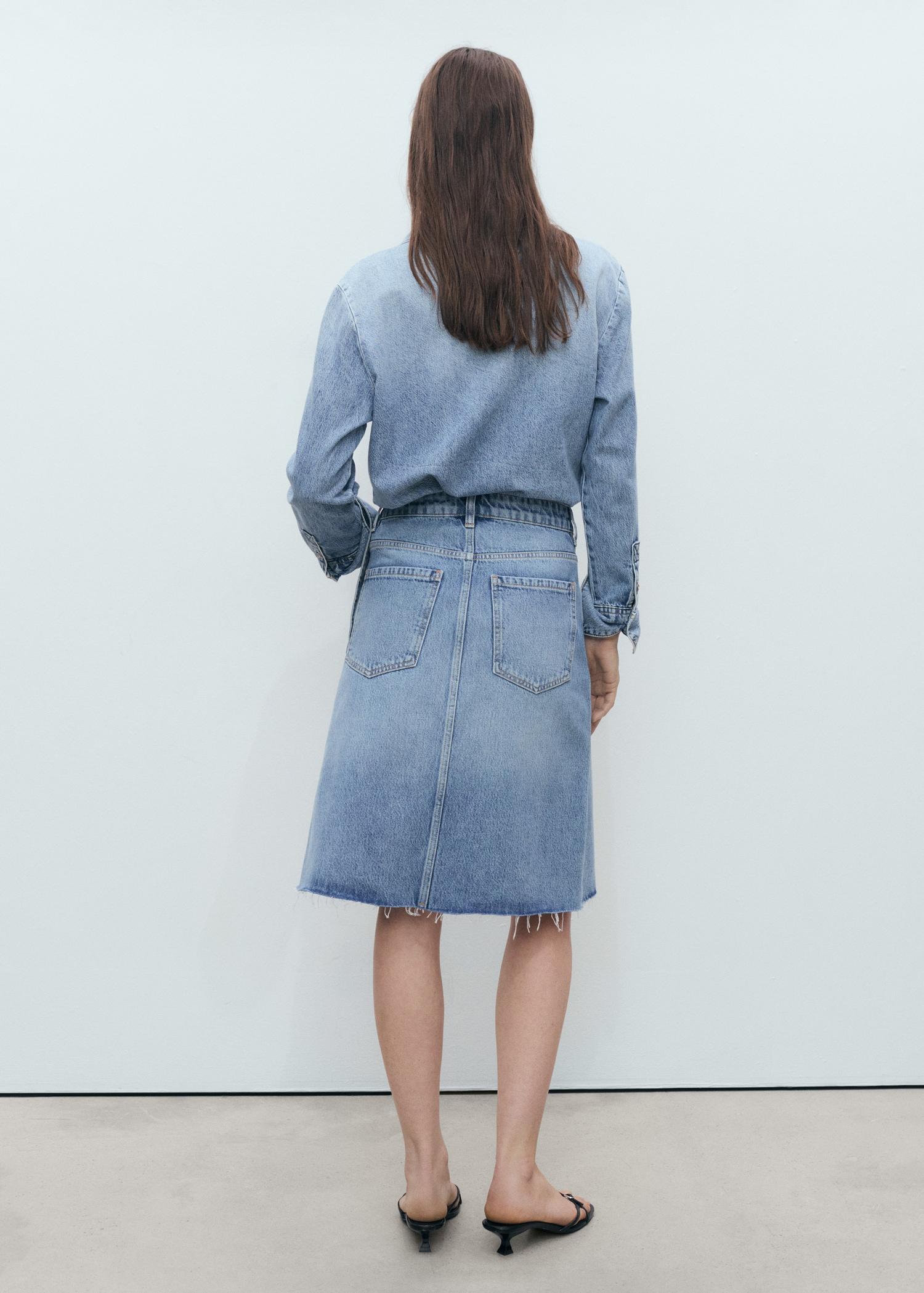 Denim midi-skirt - Women | MANGO USA Product Image