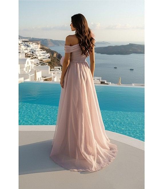 Terani Couture Mikado Organza 3D Rosette One Shoulder A-Line Gown Product Image