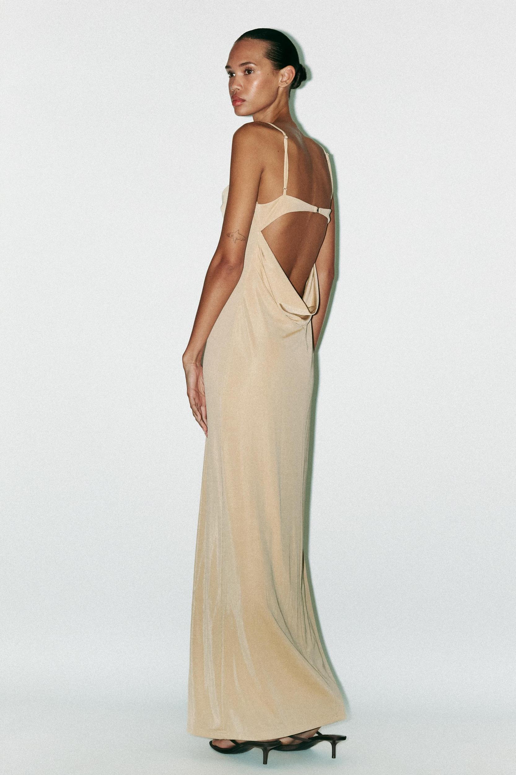 LONG DRESS DRAPED NECK BACK Product Image