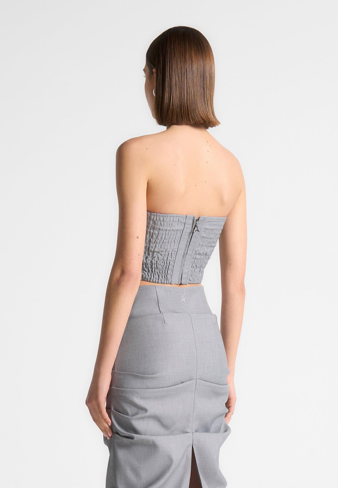 Pleated Bandeau Tailored Corset Top - Grey Female Product Image