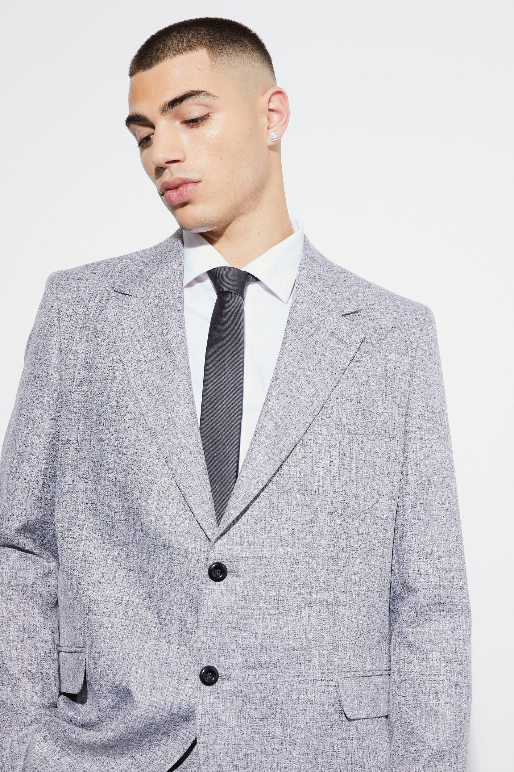 Oversized Boxy Textured Marl Blazer | boohooMAN USA Product Image