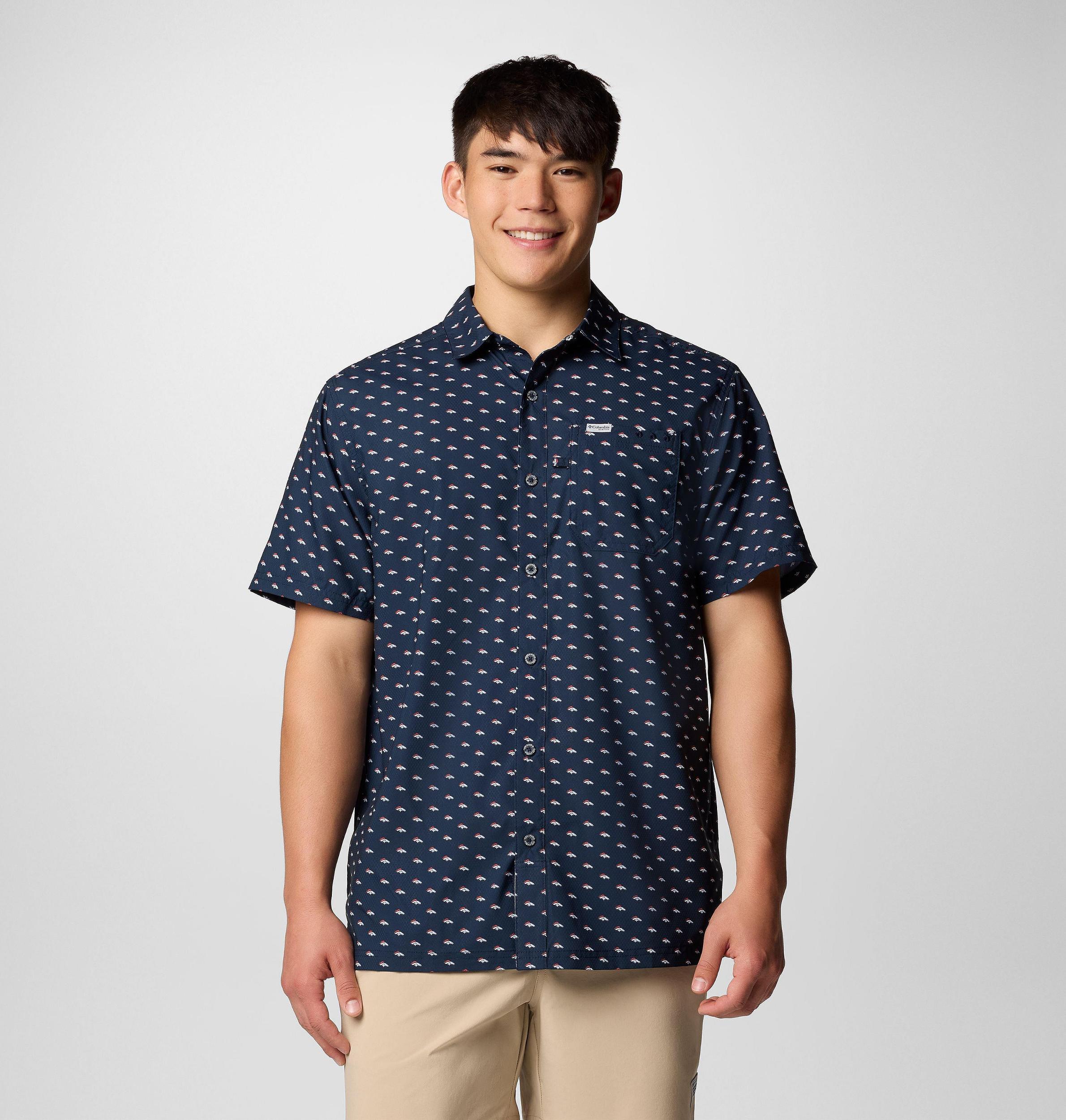 Columbia Mens PFG Super Slack Tide Short Sleeve Shirt - Denver Broncos- Product Image