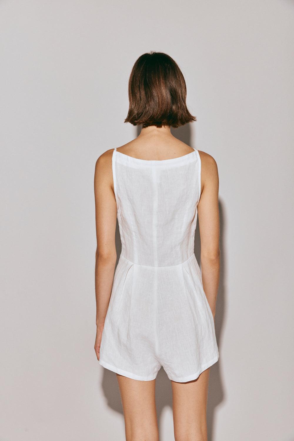Rumi Linen Playsuit White Product Image