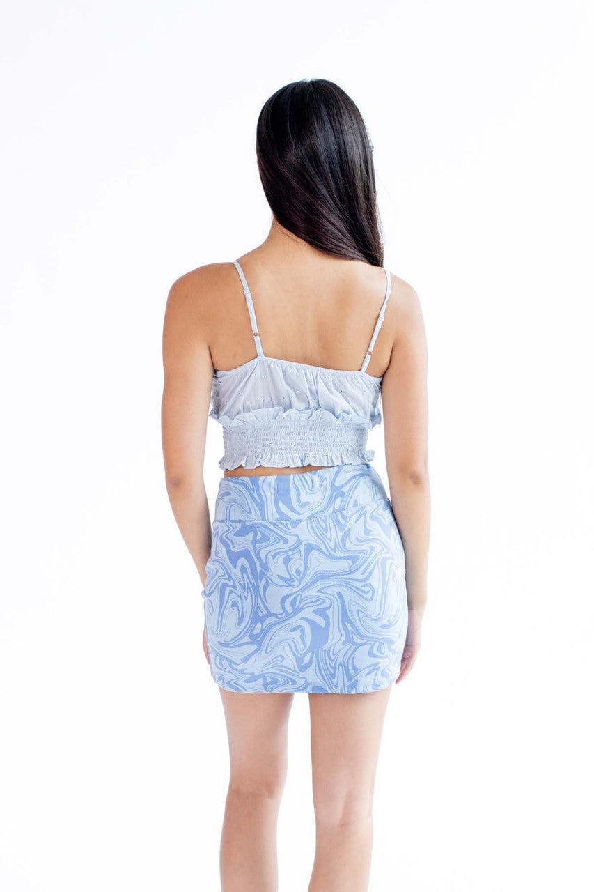 Blue Floral Eyelet Milkmaid Top Product Image