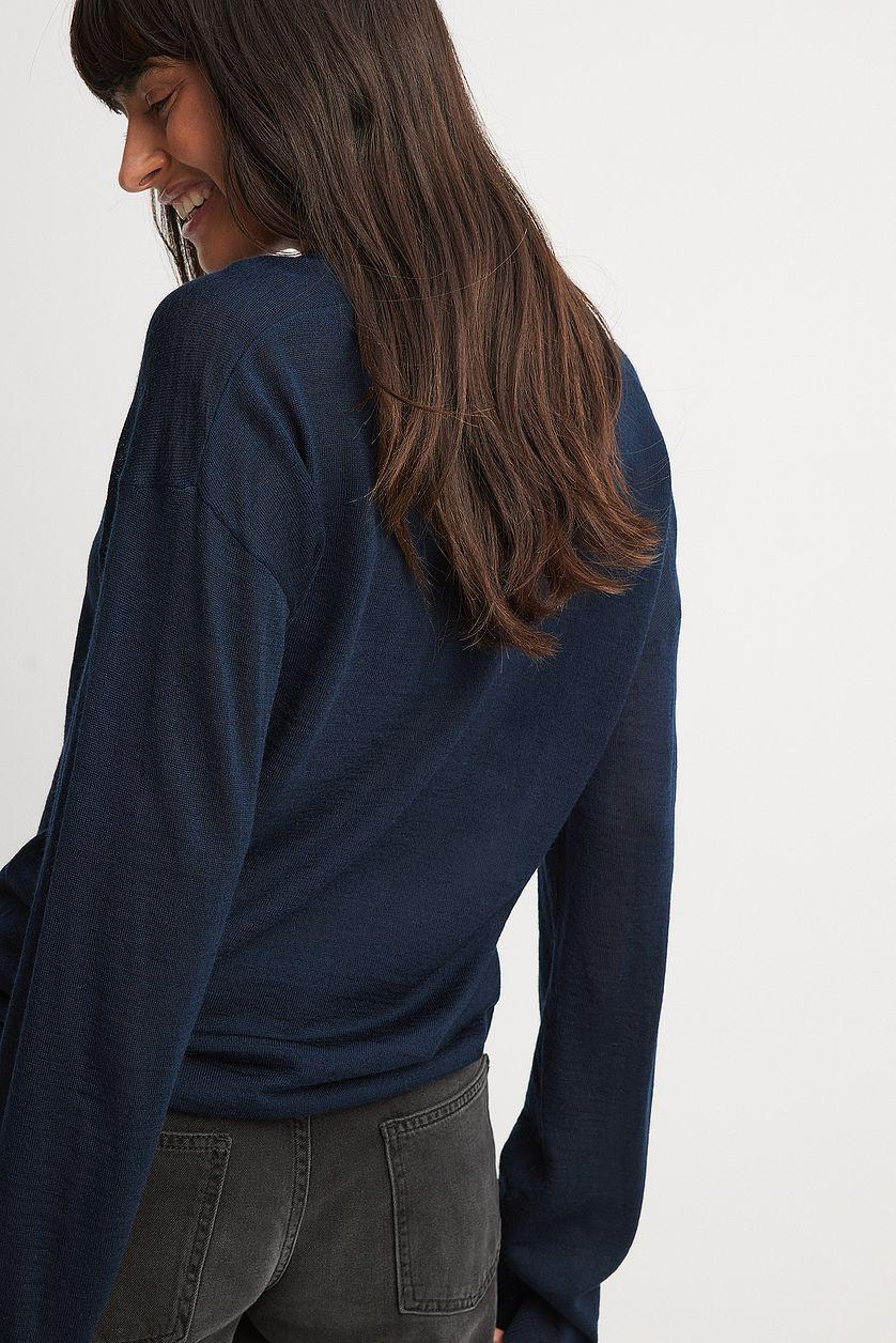 Oversized Wool Blend V-neck Knitted Sweater Product Image