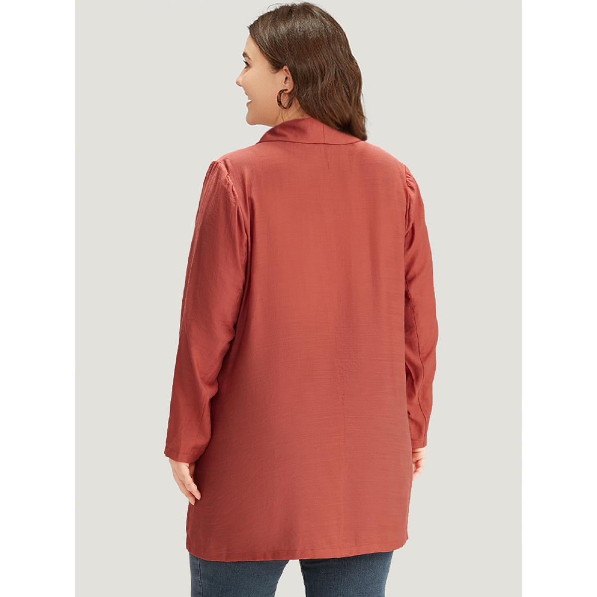 Plus Size Halloween Supersoft Essentials Lapel Collar Pocket Button Through Blazer OrangeRed Women Dailywear Plain Plain Sleeve Long Sleeve Suit Collar 12/L Pocket Casual Blazers BloomChic Product Image